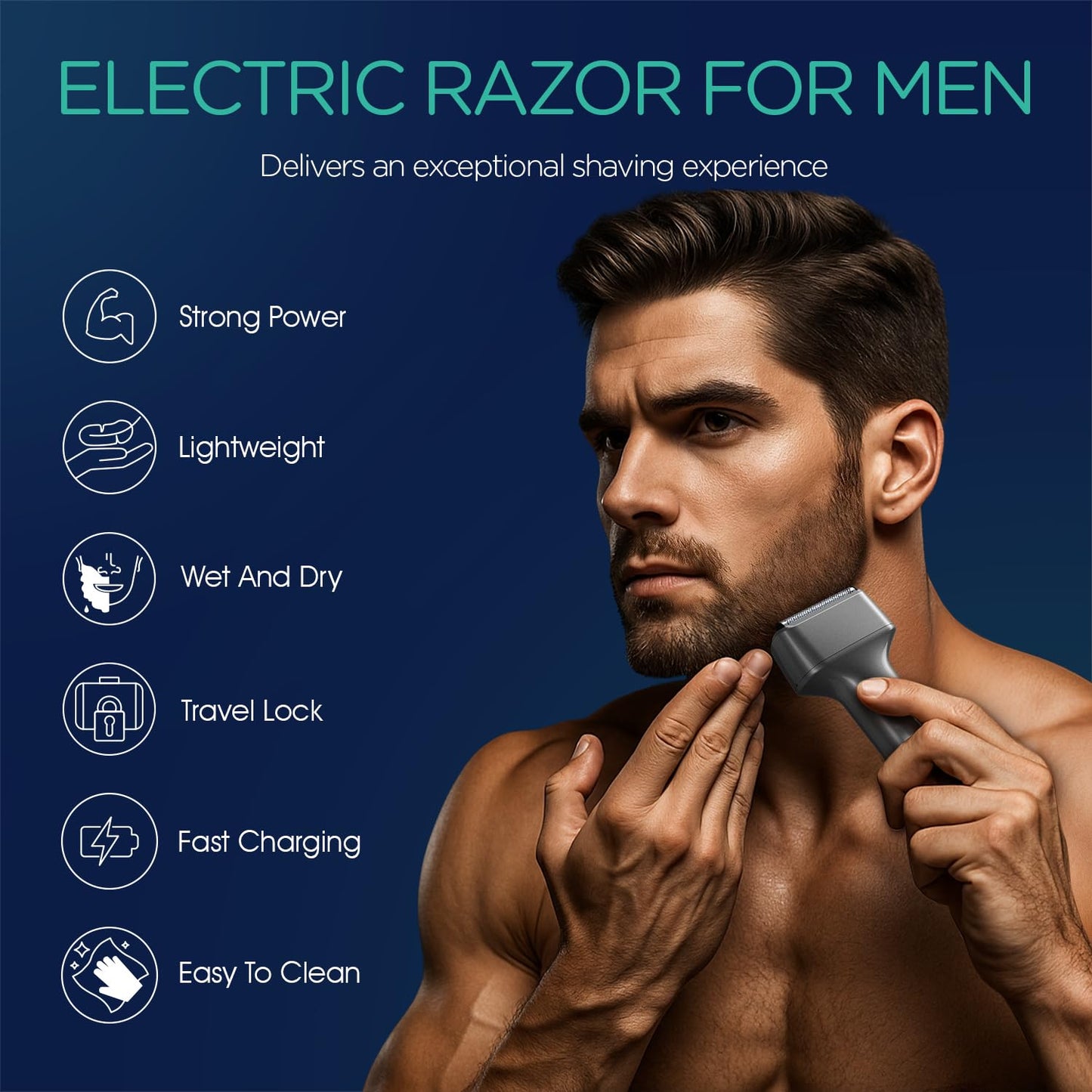 VOYOR - Maquinilla de afeitar eléctrica para hombres, recargable, con pantalla LCD, húmedo y seco, IPX6, impermeable, seguro, flotante, cabezal cortador, de 3 hojas, no raya, ligera, afeitadora de