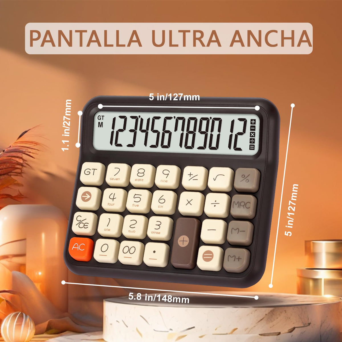 Calculadora de Escritorio pendancy Rosa Pantalla LCD Extra Grande para Oficina, Escuela, Uso Doméstico