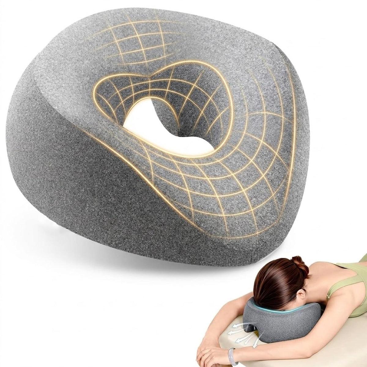 Reposacabezas Ergonómico YFTSHK con Funda Lavable para Dormir Boca Abajo