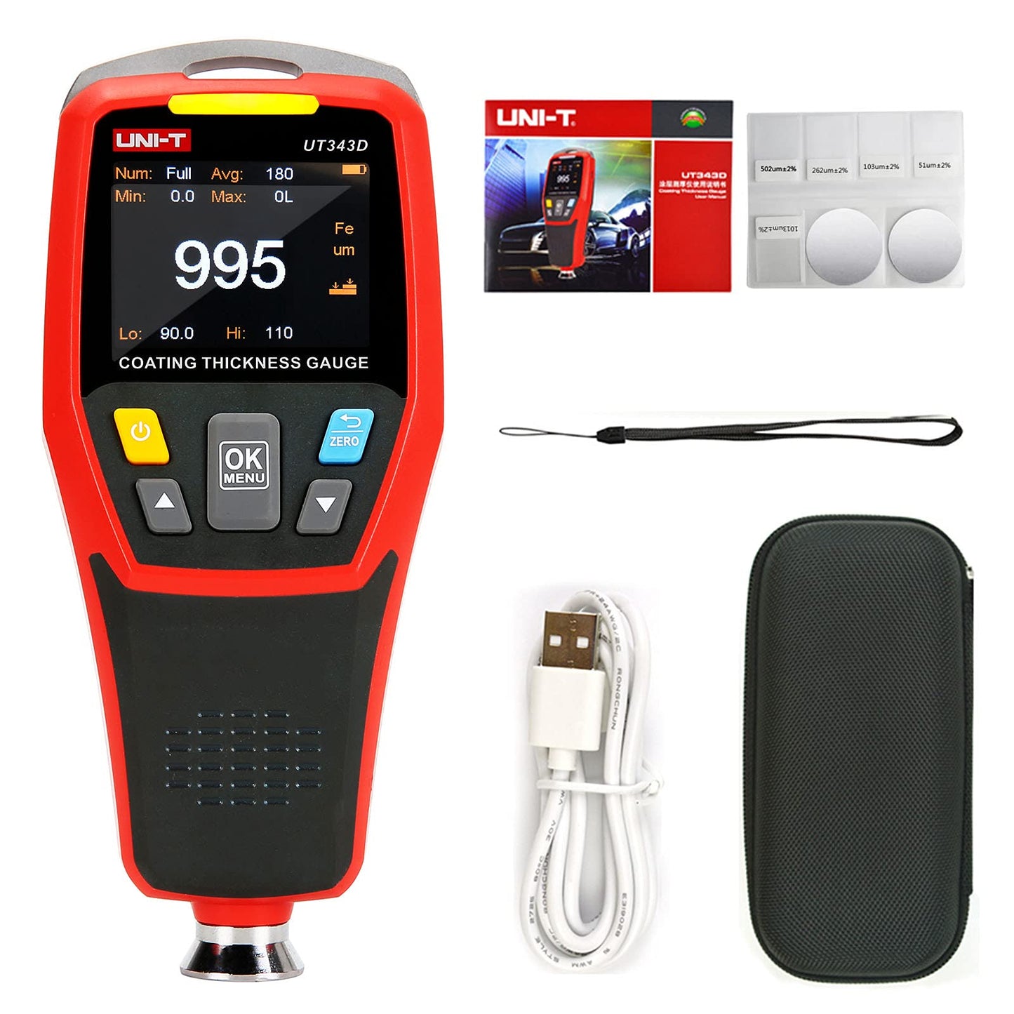 Medidor de Espesor Digital UT343D con USB 0-1250um