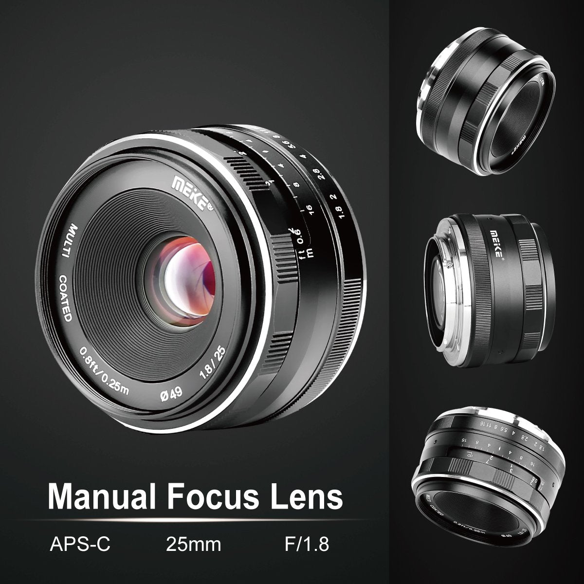 Meike 25mm f/1.8 Large Aperture Wide Angle Lens Manual Focus Lens for Sony Mirrorless Emount Cameras