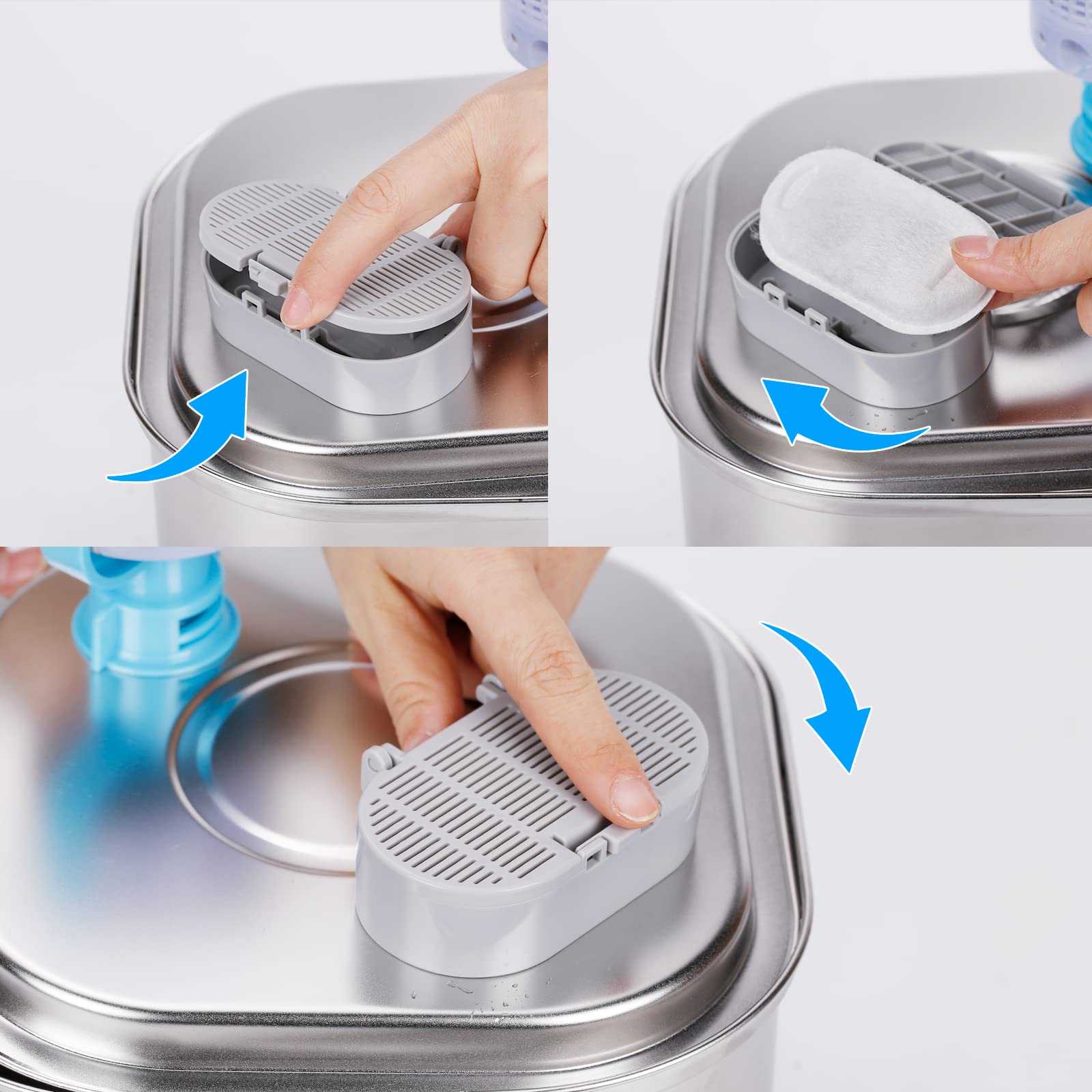 Filtros de Fuente de Agua para Gatos NautyPaw Acero Inoxidable Paquete de 8