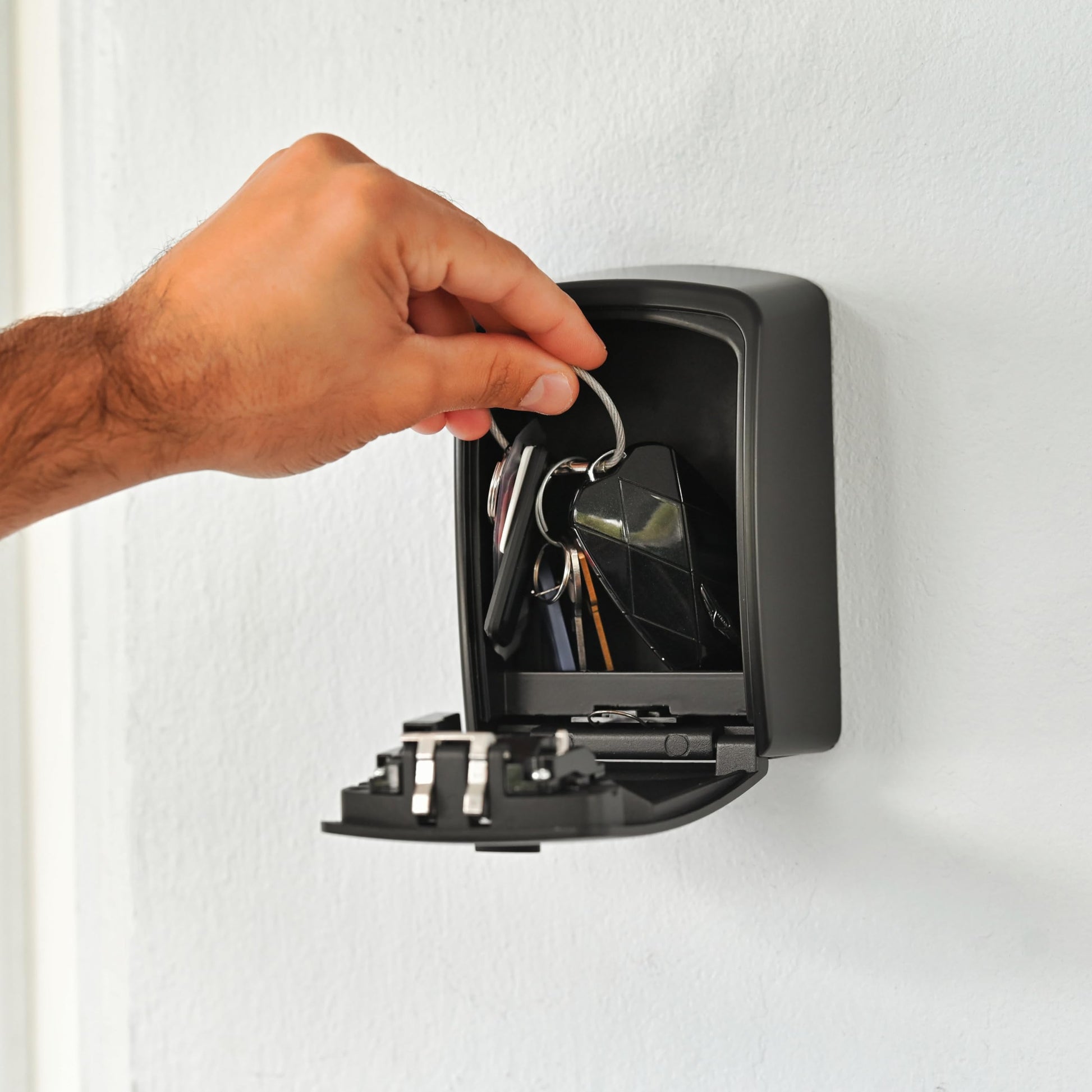 Iron Lock® - Caja de bloqueo de llave XXL para llaves de 4 dígitos con código reiniciable con interruptor A B, caja de seguridad extragrande para interiores y exteriores, impermeable, grande, llave de