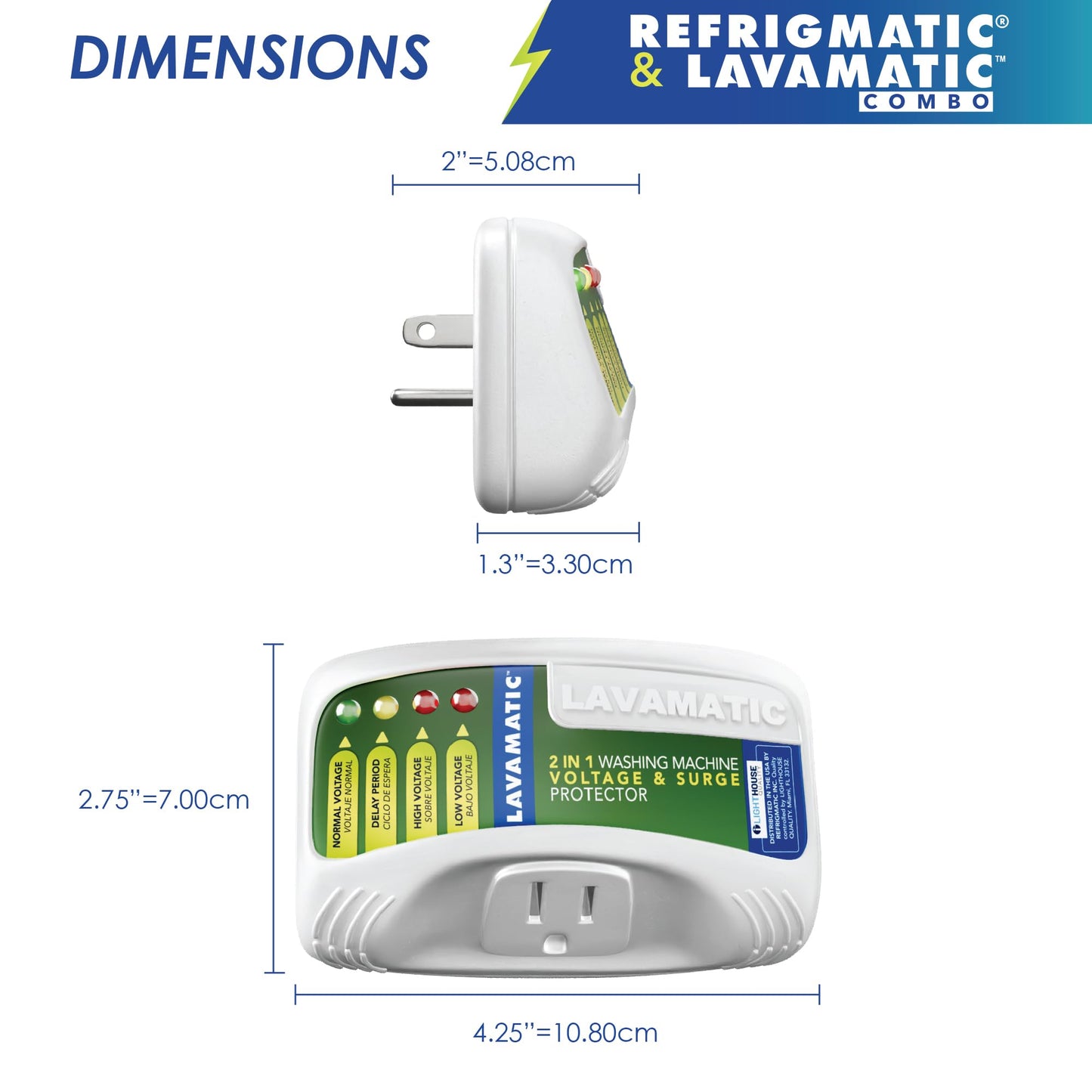 Combo de dos protectores de sobretensiones electrónicos Refrigmatic para refrigeradores y Lavamatic para lavadoras