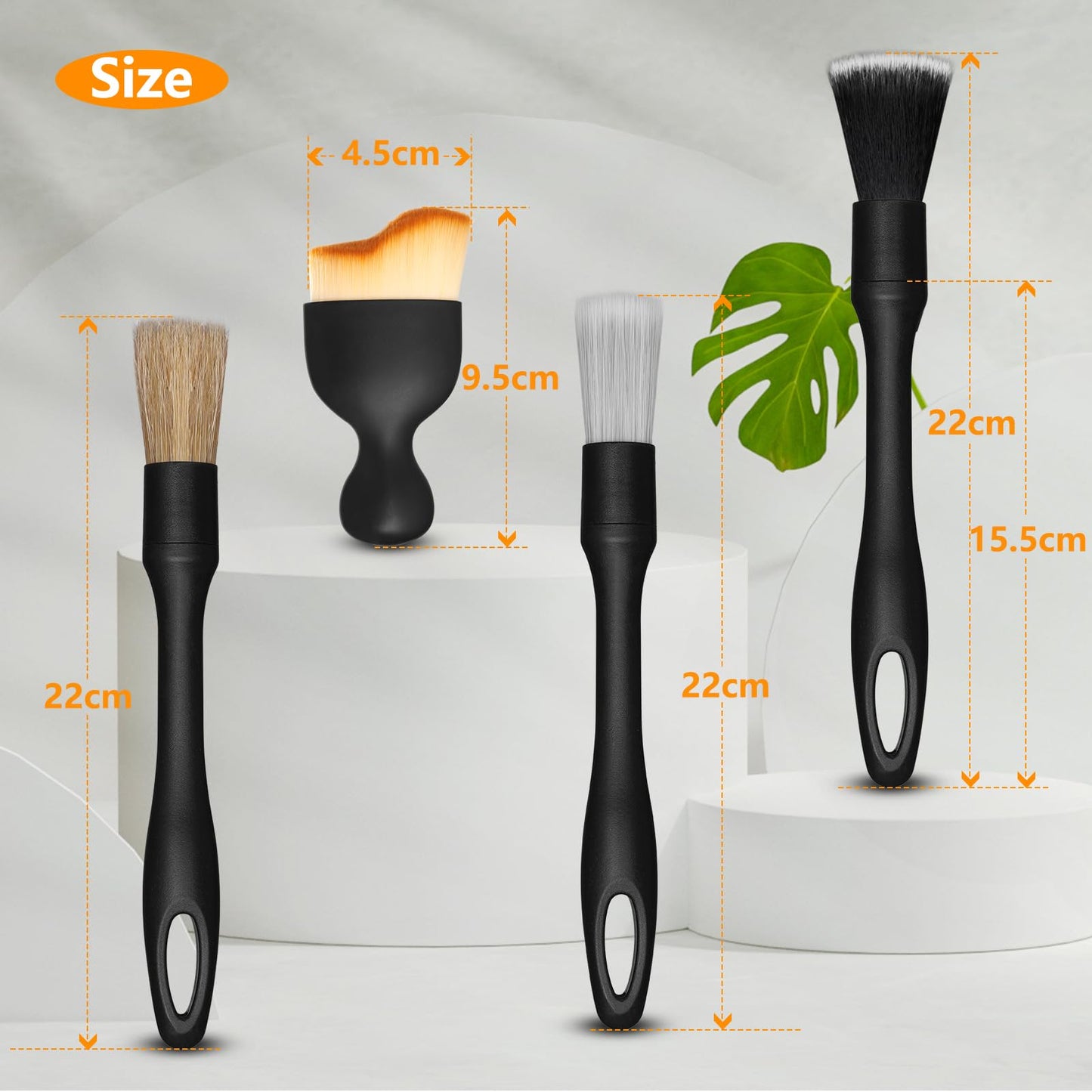 Juego de Cepillos WD&CD Negro para Detalles del Automóvil