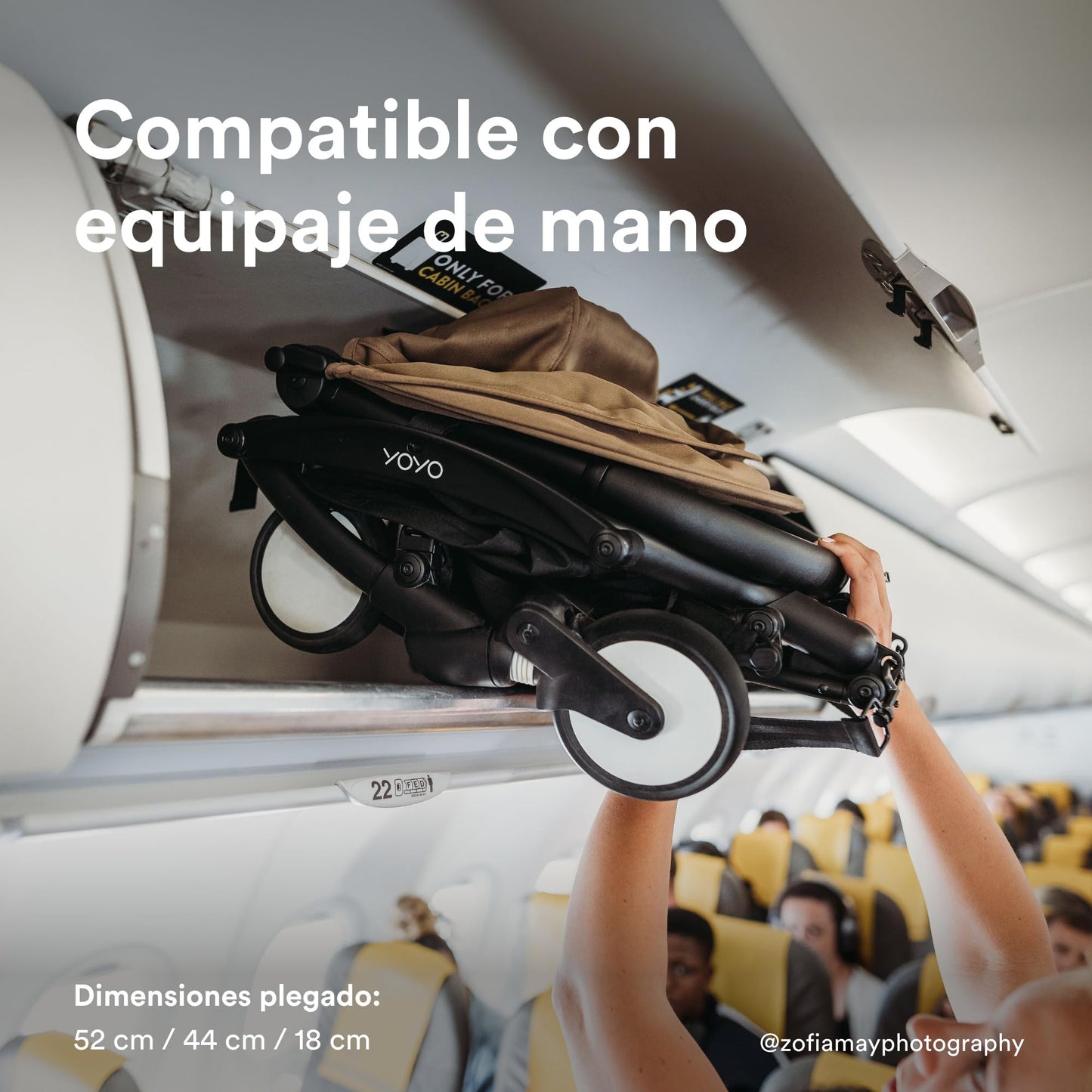 Carriola Stokke YOYO3 a partir de 6 meses - Incluye chasis negro/cojín de asiento Olive + dosel - Se pliega y despliega en un instante - Ligera y compacta - Compatible con equipaje de mano