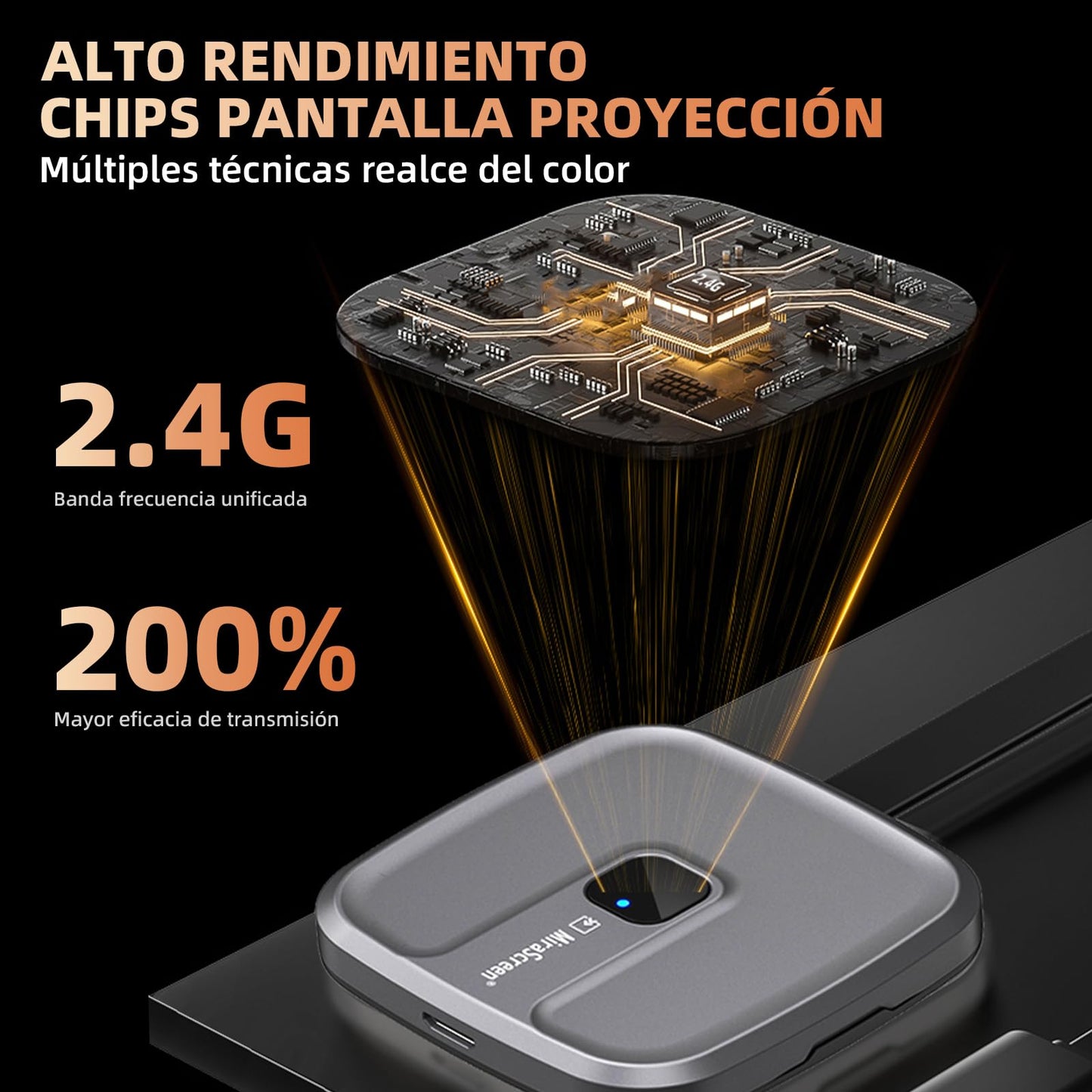 Receptor Inalámbrico 2RIYADH HDMI 4K Compatibilidad para Pantalla de Teléfono y Laptop