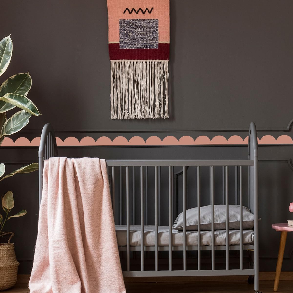Pegatina de pared con borde festoneado, borde de puerta festoneado, borde de festoneado, borde festoneado para guardería, recámara de niños, sala de estar, hogar, decoración de pared escandinava