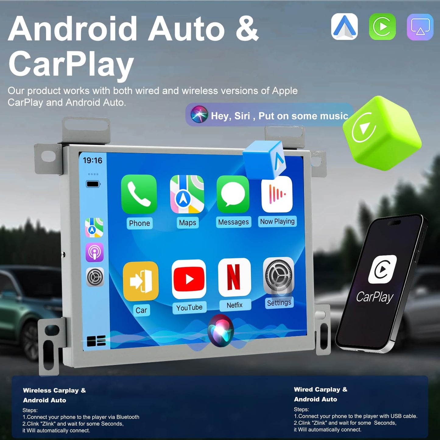 Radio para Coche de 4+64 GB para Jeep Grand Cherokee 2014-2021, Dodge Challenger Charger 2015-2023, RAM 1500/2500/3500 2013-2018 Estéreo, CarPlay, GPS (Solo Compatible con Pantallas de 8,4 Pulgadas)