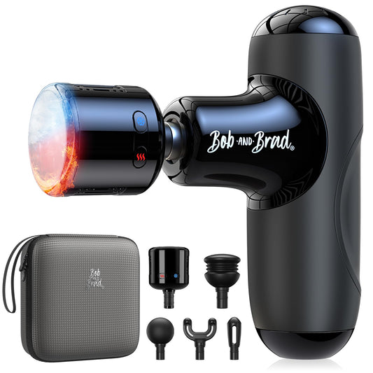 BOB AND BRAD Q2 Pro Mini pistola de masaje con calor y frío, potente pistola de masaje muscular portátil de tamaño pequeño, masajeador ultra pequeño y silencioso con funda de transporte, regalos para