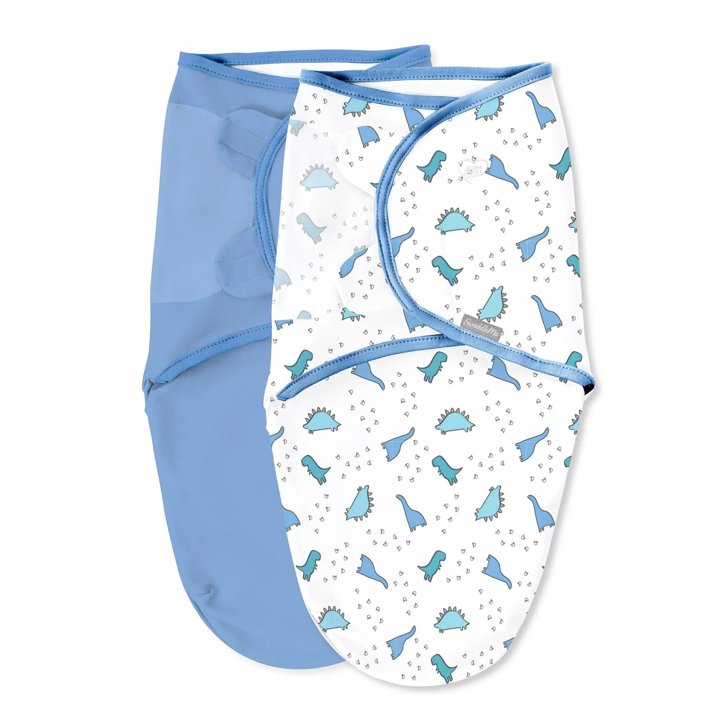 SwaddleMe by Ingenuity Original SwaddleMe - Pañal original, tamaño pequeño/mediano, 0-3 meses, paquete de 2 - Pistas de Dino