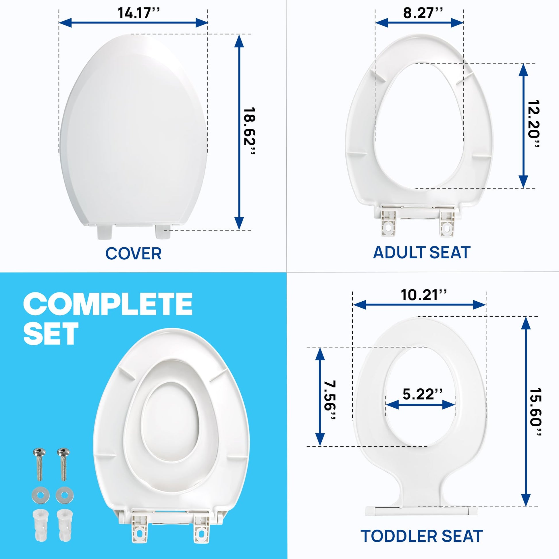 UMIEN - Asiento de inodoro 2 en 1 para niños pequeños y adultos, entrenamiento para ir al baño fácil de instalar, alargado