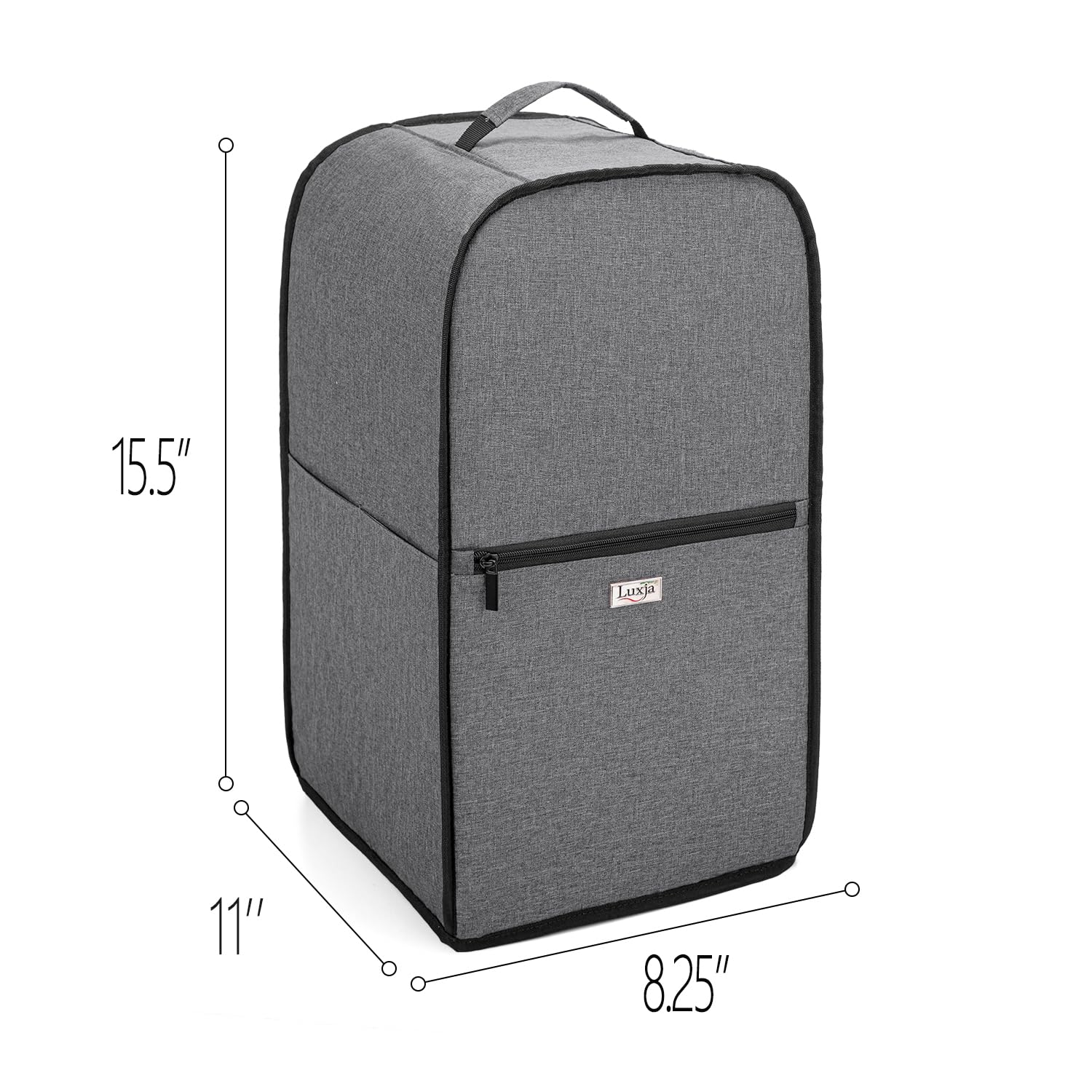 Luxja - Funda para procesador de alimentos compatible con Cuisinart y Hamilton Beach de 11 a 14 tazas, cubierta para el polvo del procesador de alimentos con bolsillos de accesorios, color gris
