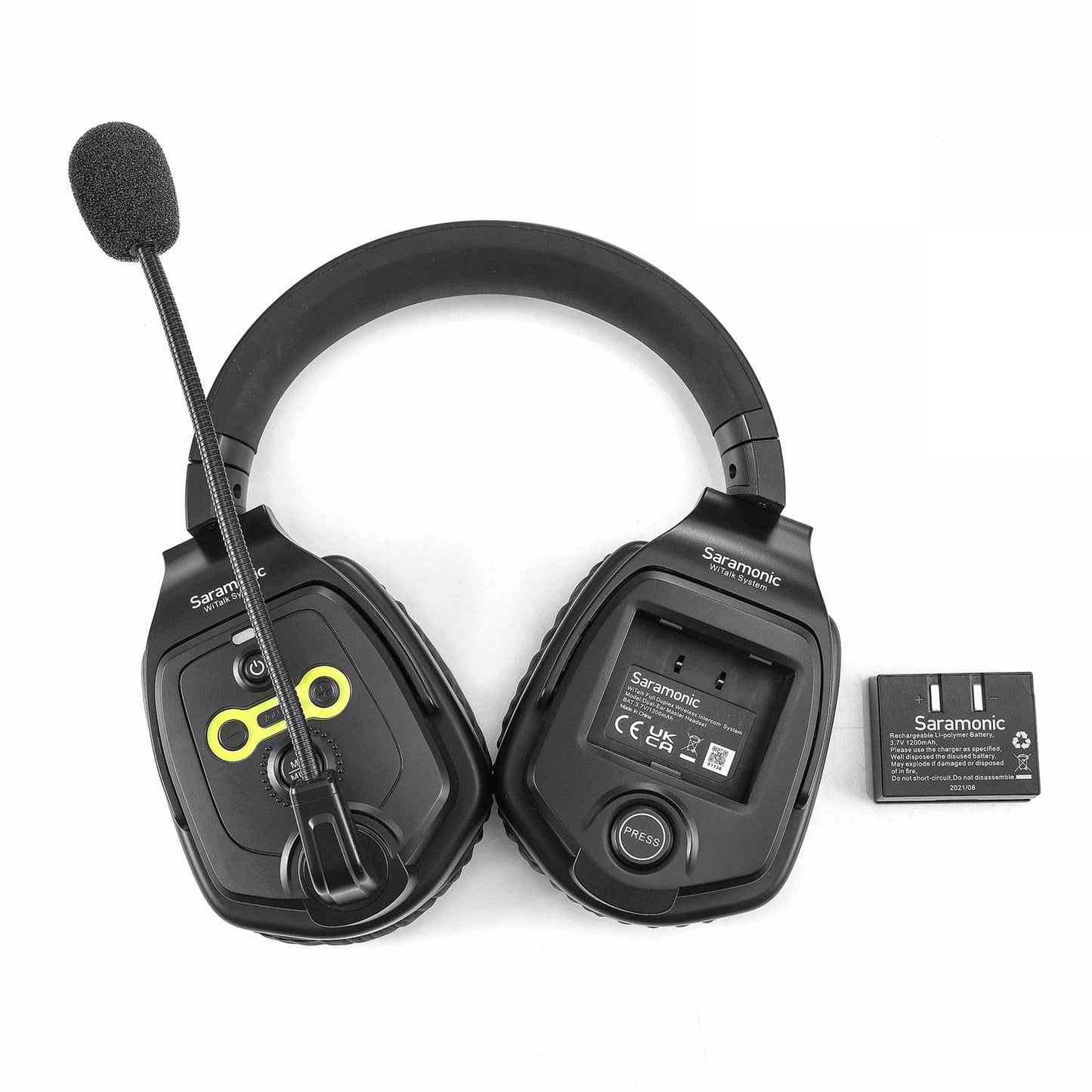 Saramonic WiTalk-WT6D - Sistema de intercomunicación de auriculares inalámbricos de doble oído para 6 personas con concentrador y estuche duro personalizado