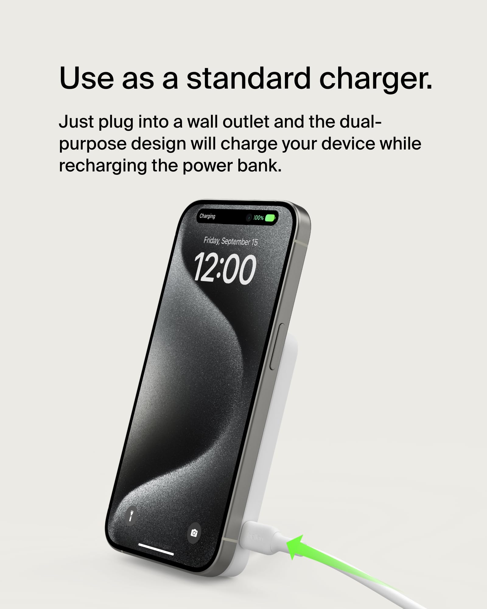 Batería Magnética Belkin Blanca con Qi2 de 15W y 5,000 mAh