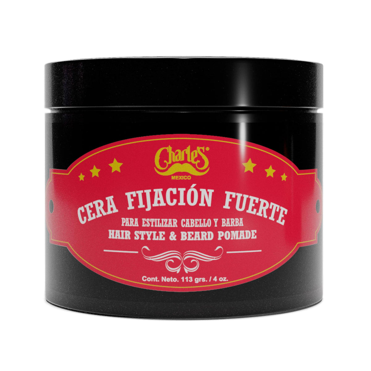 Charle's - Cera Fijación Fuerte 113g - Pomada para cabello - Aroma a vainilla - Con aceite de ricino - Base agua