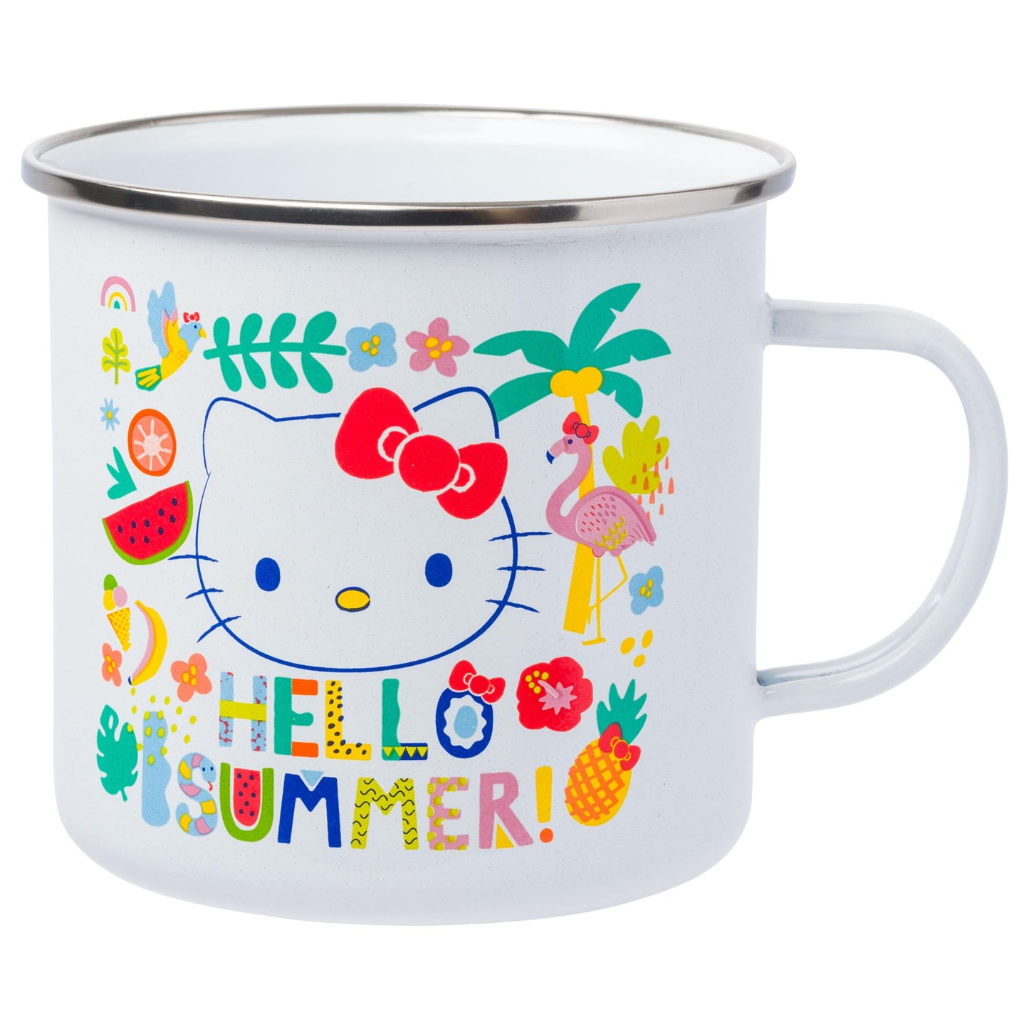 Taza para Campista Esmaltada Silver Buffalo Sanrio Hello Kitty Tropical Summer 21 Onzas