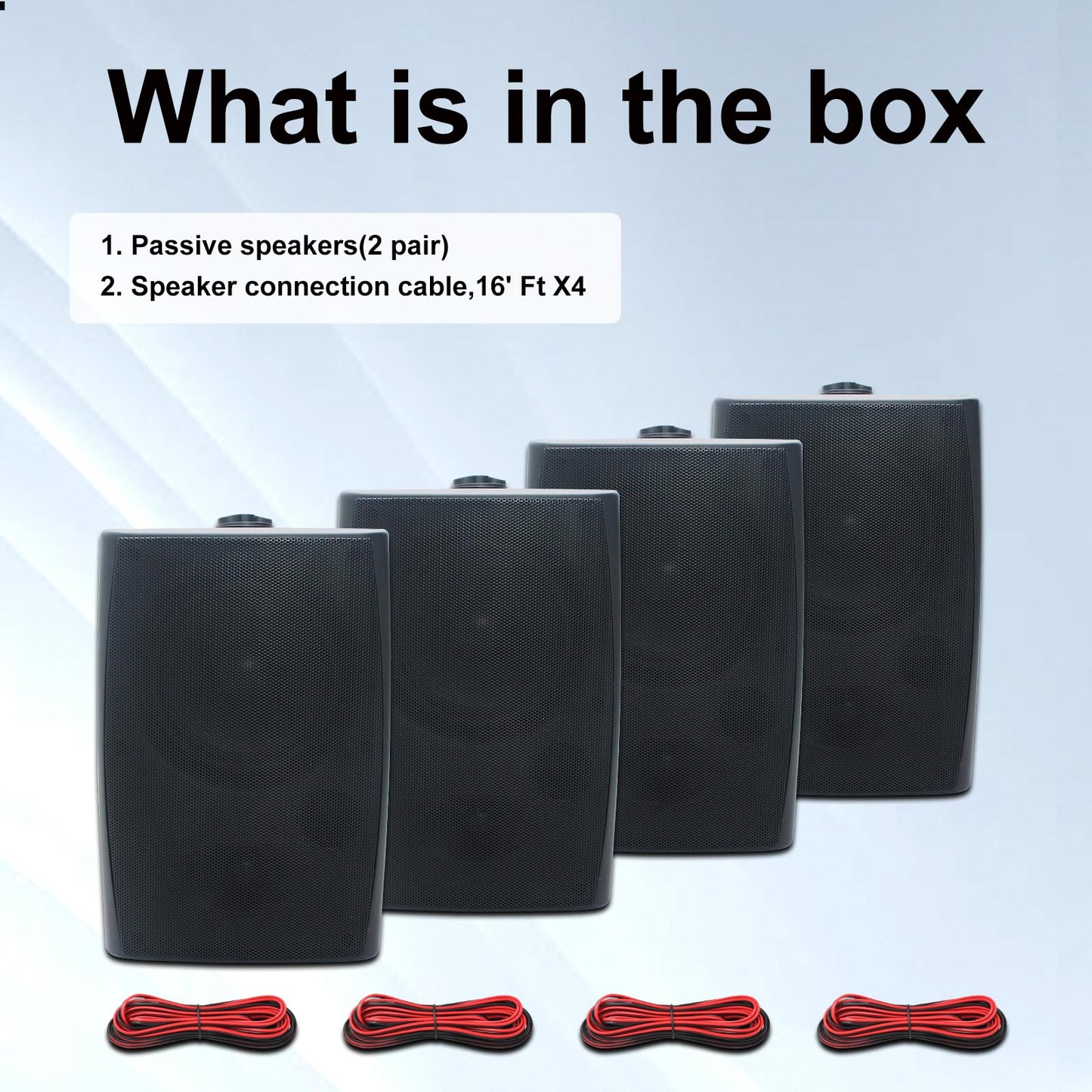 STUDIOFINIX - Altavoces para exteriores de 6.5 pulgadas, montados en la pared, 800 W, color negro, solución de audio resistente a la intemperie y de alto rendimiento (4 altavoces) (negro)