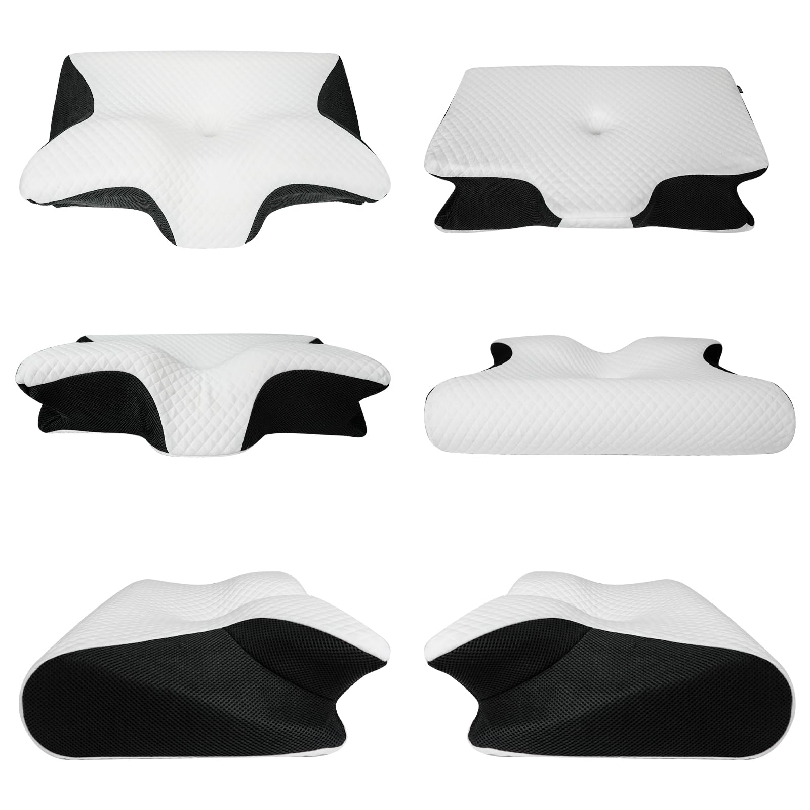 HOMCA Almohada Cervical de Espuma con Memoria, 2 en 1 Almohada Ortopédica de Contorno Ergonómico para el Dolor de Cuello, Almohadas de Soporte Contorneadas para Dormidores de Lado Espalda Estómago
