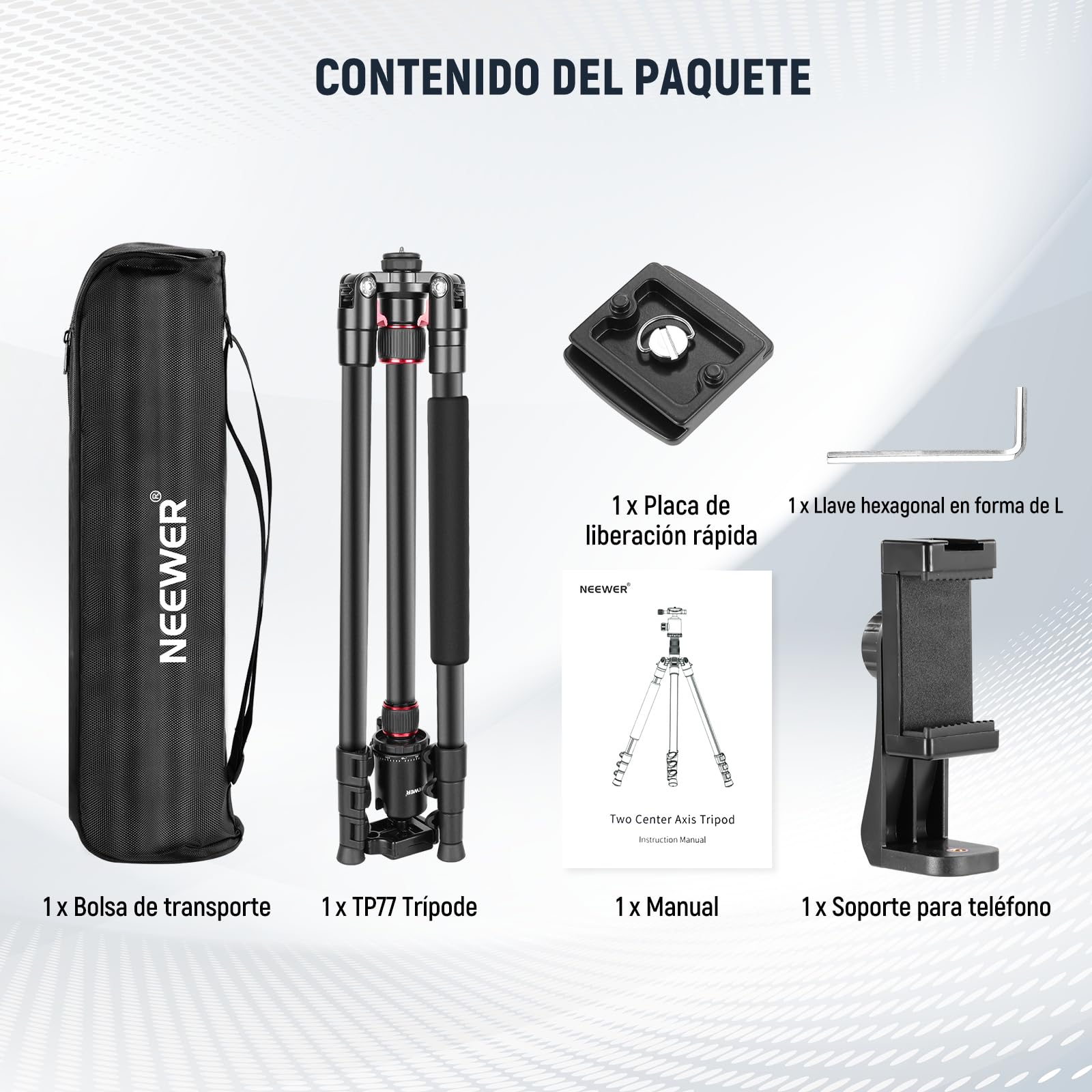 Trípode de Cámara Neewer Aluminio Compacto con Rótula Panorámica para Fotografía Profesional