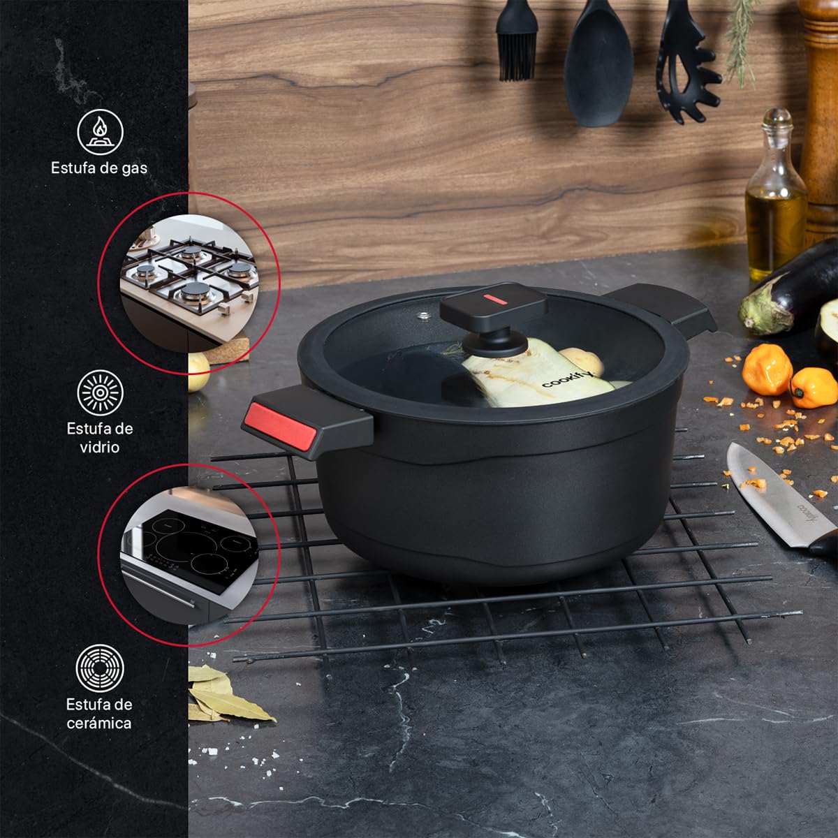 Cookify Set de Sarten y Cacerola de Aluminio con Revestimiento Antiadherente para todo tipo de estufas (3 piezas - 30 y 24 cm)