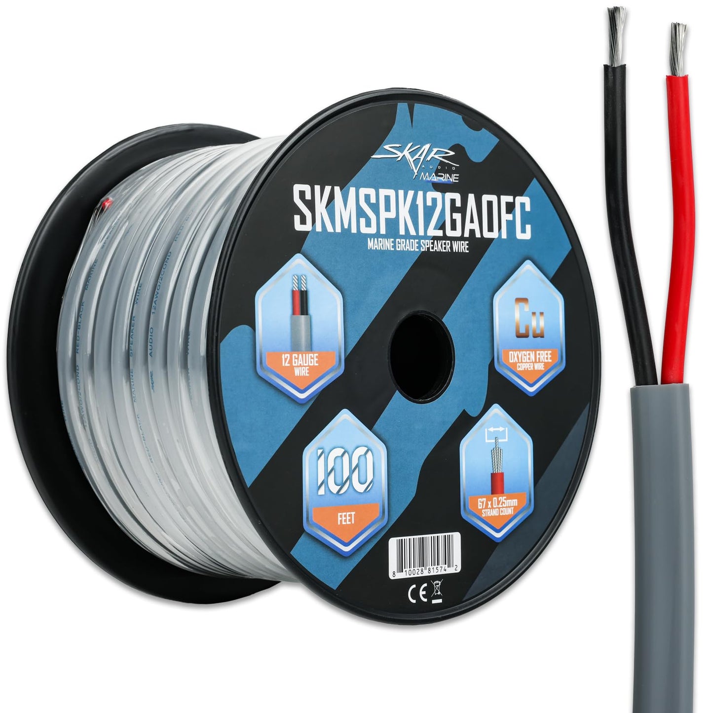 Skar Audio - Cable de altavoz de audio OFC, calibre 12 (AWG) Elite Marine Grade sin oxígeno, cobre estañado - 100 pies