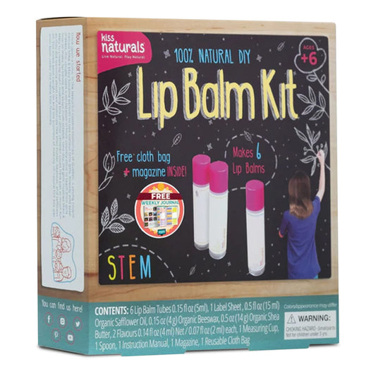 Kit de bálsamo labial Kiss Naturals - Kit orgánico para hacer bálsamo labial para niños - Kit creativo 100% seguro y orgánico para niñas y niños...