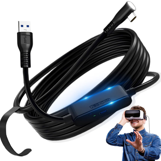 Cable de Enlace VR TRYXZSZ Negro Compatible con Meta y Oculus Quest 1/2/3/3s/Pro USB3.2 Gen1 18W 9V 2A 5M