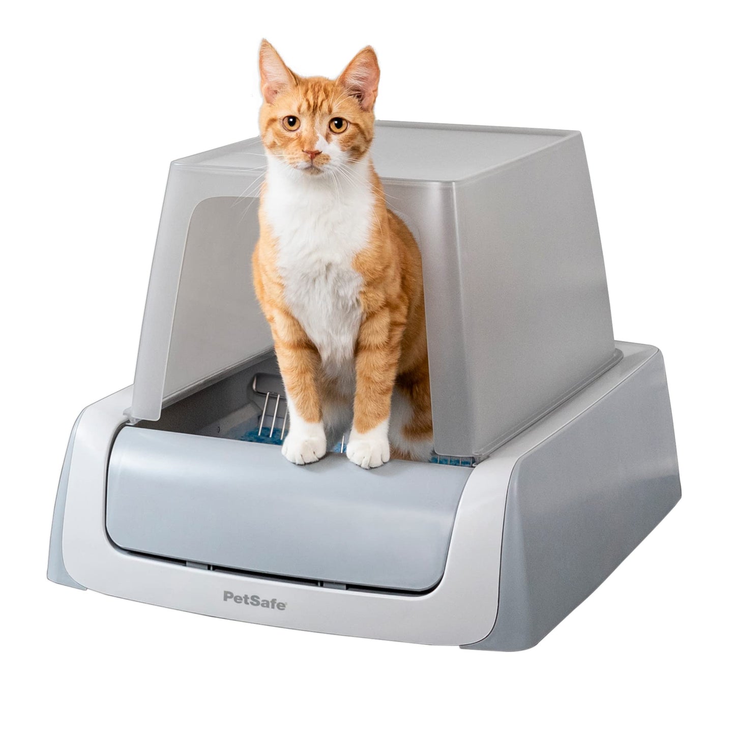 Caja de Arena Autolimpiable PetSafe ScoopFree Blanca con Capucha de Entrada Frontal para Gatos