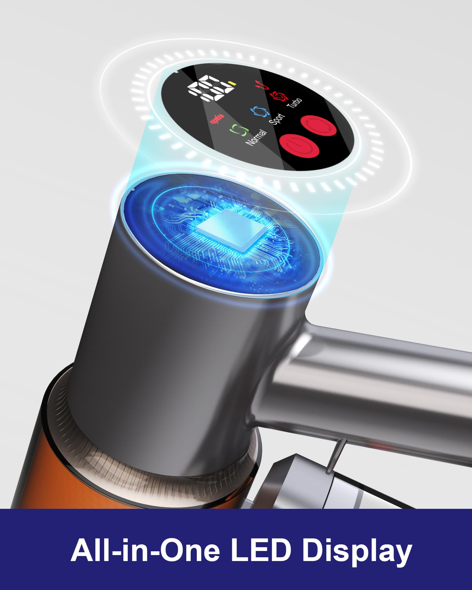 Aspiradora Inalámbrica 45Kpa 550W, 60 Minutos de autonomía Aspirador de Varilla con diseño antienredos, autoportante, Pantalla LED, para Pelo de Mascotas, moqueta y Suelo de Madera Dura
