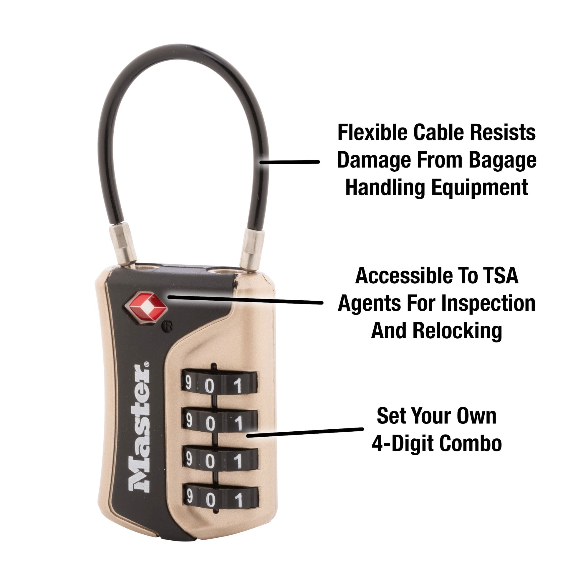Candado de Combinación Numérico Master Lock TSA Colores Variados