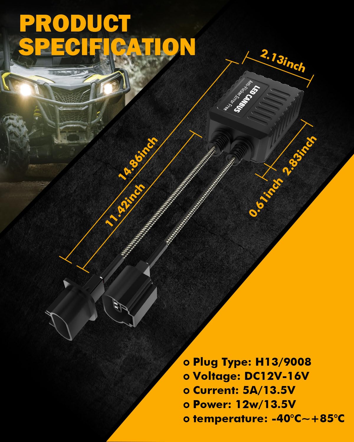 Auxbeam 2025 C20 Series H13 Light Canbus Decodificador de resistencia antiparpadeo sin errores, decodificador de luz mejorado de alta potencia, controladores Canbus, paquete de 2