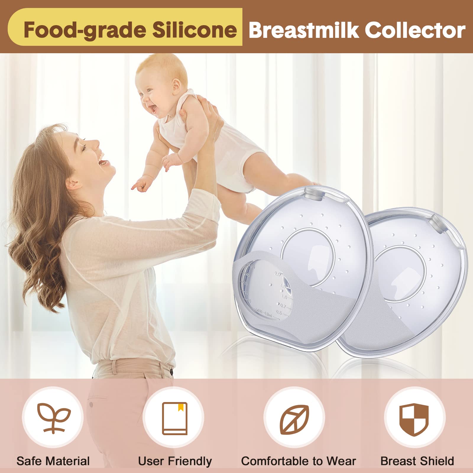 Lictin Recolector de Leche Materna - 2 Conchas Recolectoras para Lactancia, Pezoneras para Lactancia, Protectores Reutilizables para Pezones de Lactancia, con 20 Bolsa para Leche Materna