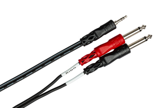 Hosa CMP-153 - Cable de conexión estéreo de 3.5 mm TRS a doble 1/4 pulgada TS, 91.50 cm, Negro, 1-Pack