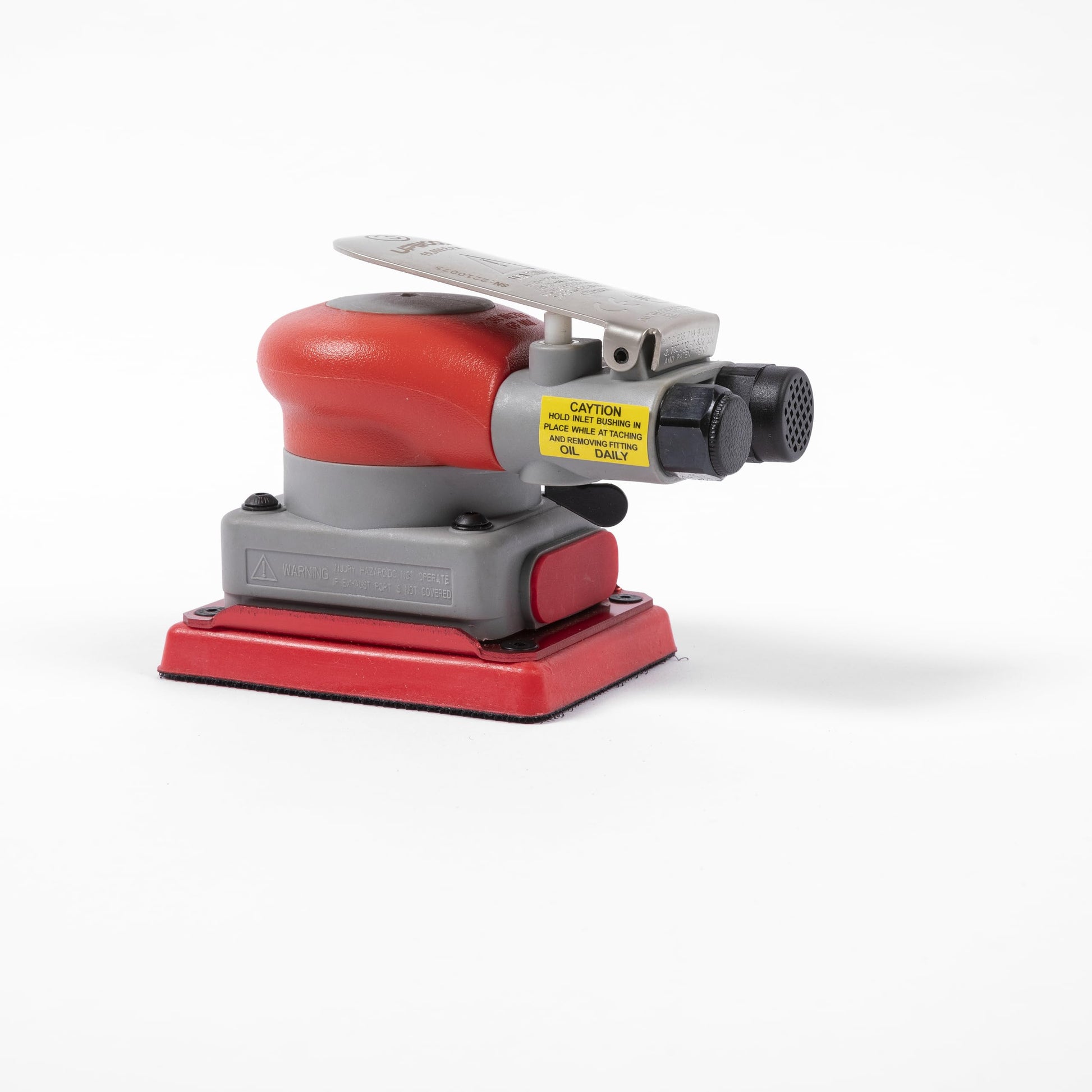 Lijadora orbital aleatoria neumática de 3 x 4 pulgadas, lijadora de palma ligera de 1/8 pulgadas (3 mm) de diámetro, órbita de 10000 rpm con almohadilla de respaldo adicional, 12 piezas de papel de