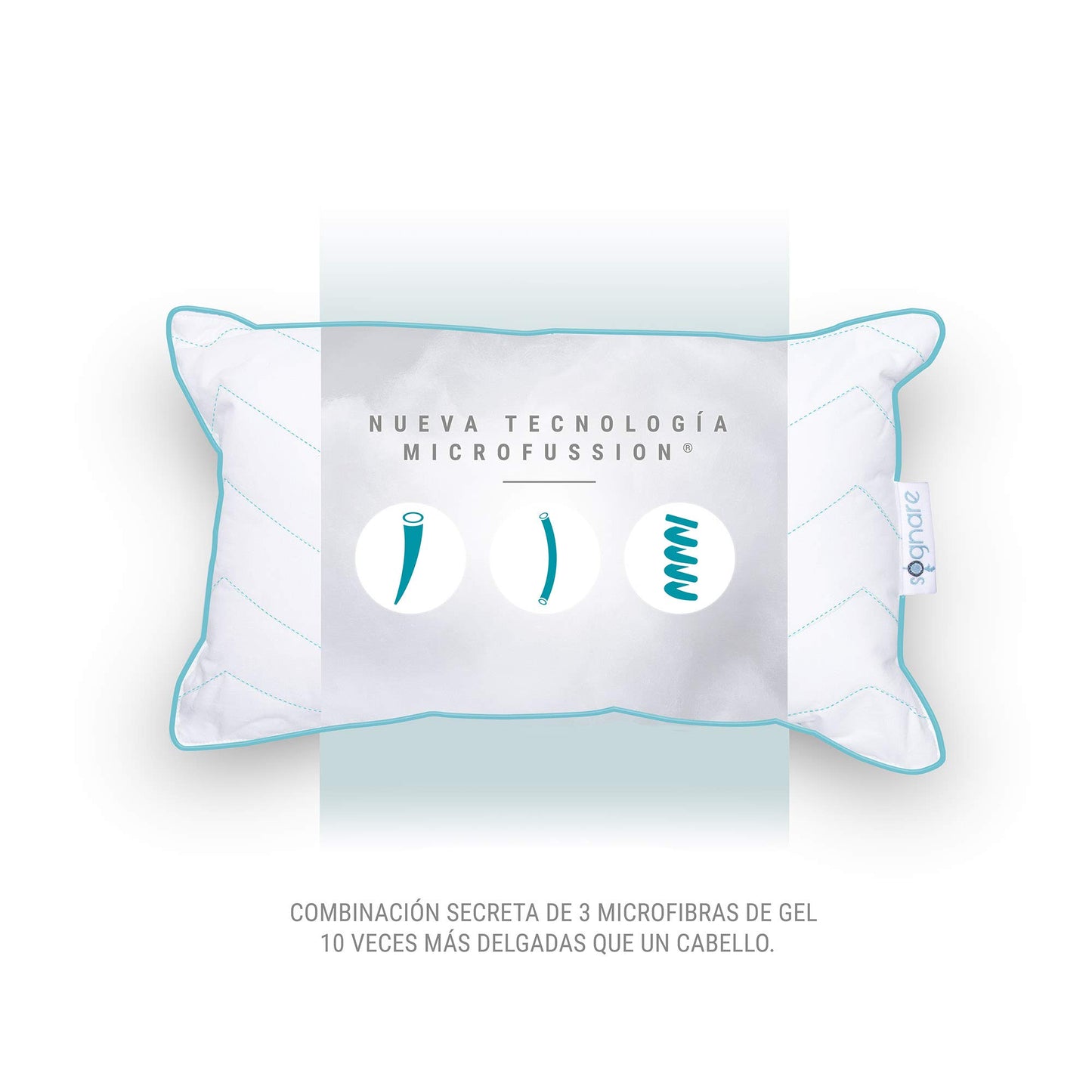 Almohada Portátil Sognare Moments Blanca Termorregulable y Hipoalergénica para Viajes y Bebés