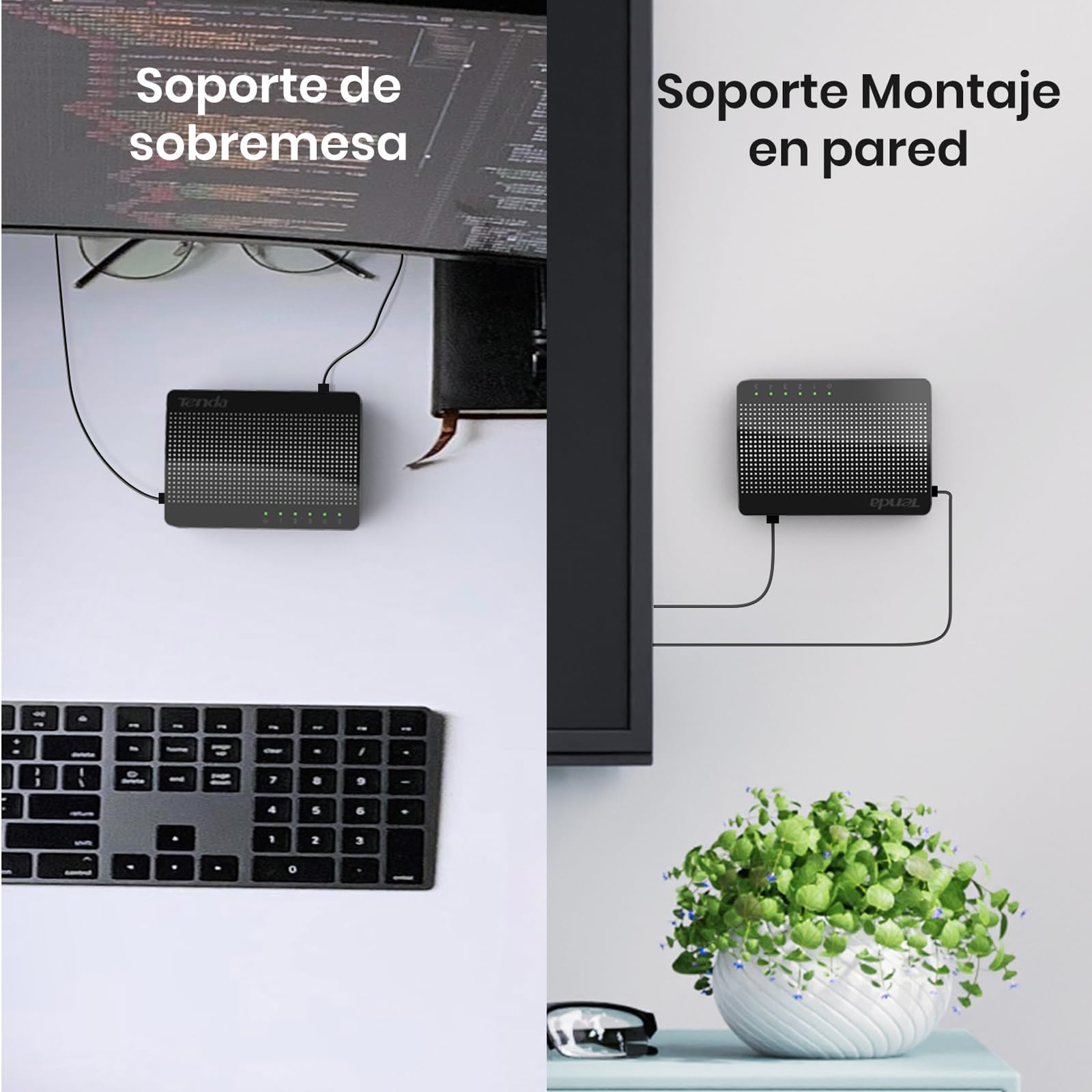 Switch Gigabit Tenda SG105 Negro 5 Puertos para Gaming y Streaming HD