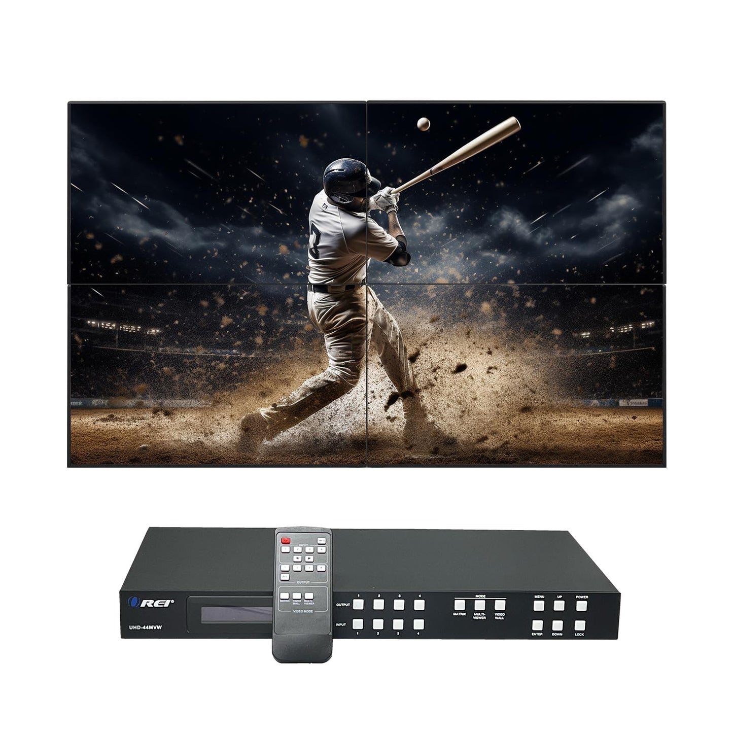 OREI 4K 4x4 HDMI Matriz Video driver de pared Procesador Multivisor visualización de hasta 4K 60Hz 2x1, 1x2, 1x3, 1x4 Soporta extracción de audio RS-232 de rotación de 180 grados (UHD-44MVW)