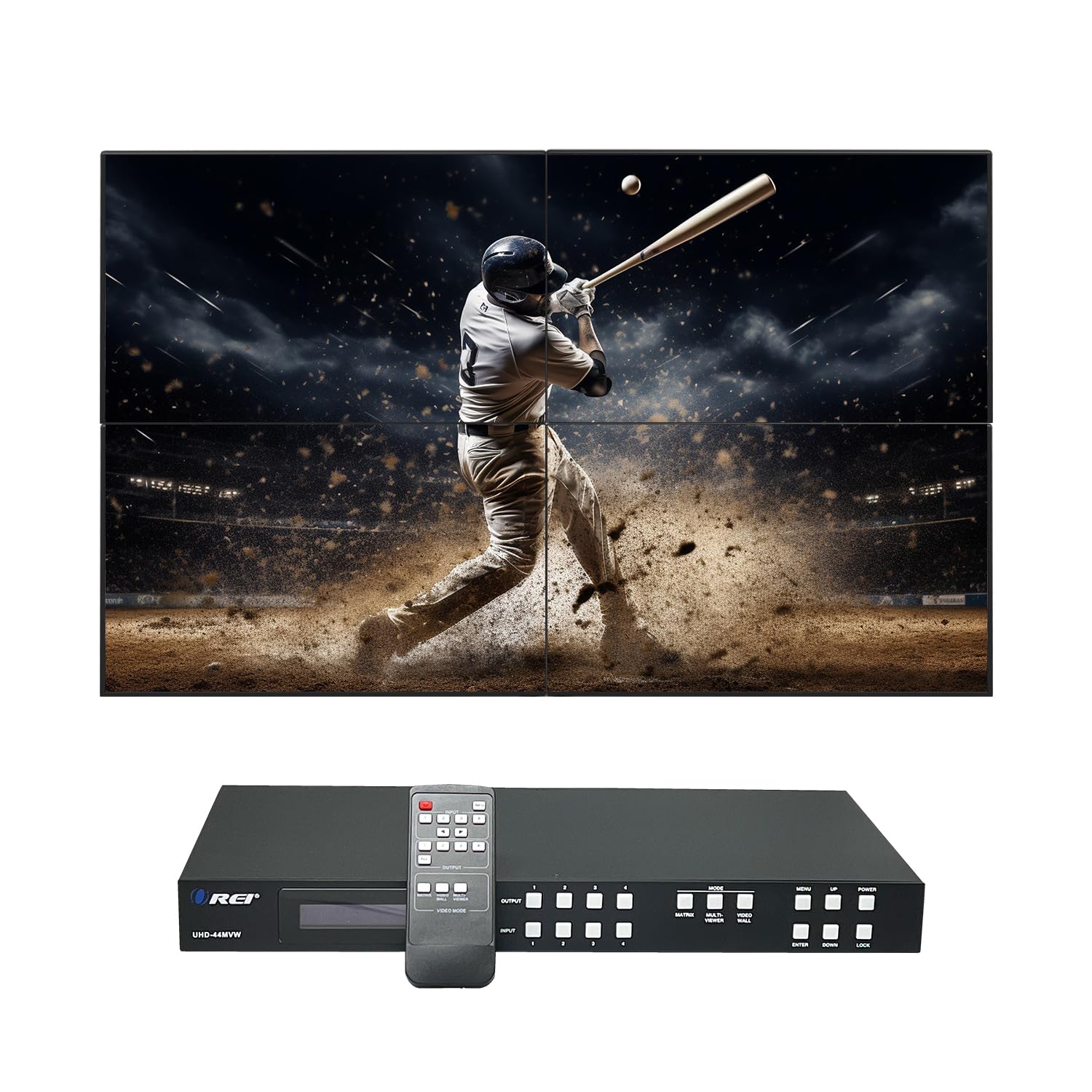 OREI 4K 4x4 HDMI Matriz Video driver de pared Procesador Multivisor visualización de hasta 4K 60Hz 2x1, 1x2, 1x3, 1x4 Soporta extracción de audio RS-232 de rotación de 180 grados (UHD-44MVW)