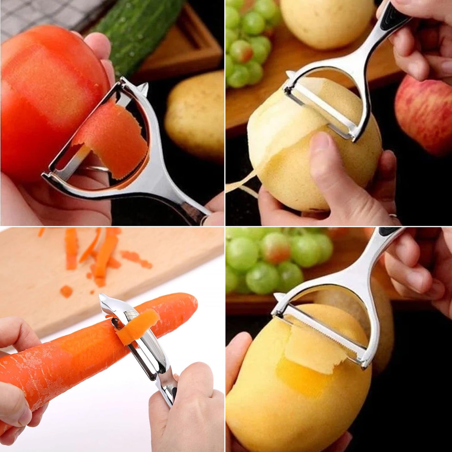 Pelador de Verduras y Papas MBLNBVN Acero Inoxidable Premium Reversible 3 en 1 para Cocina Casera
