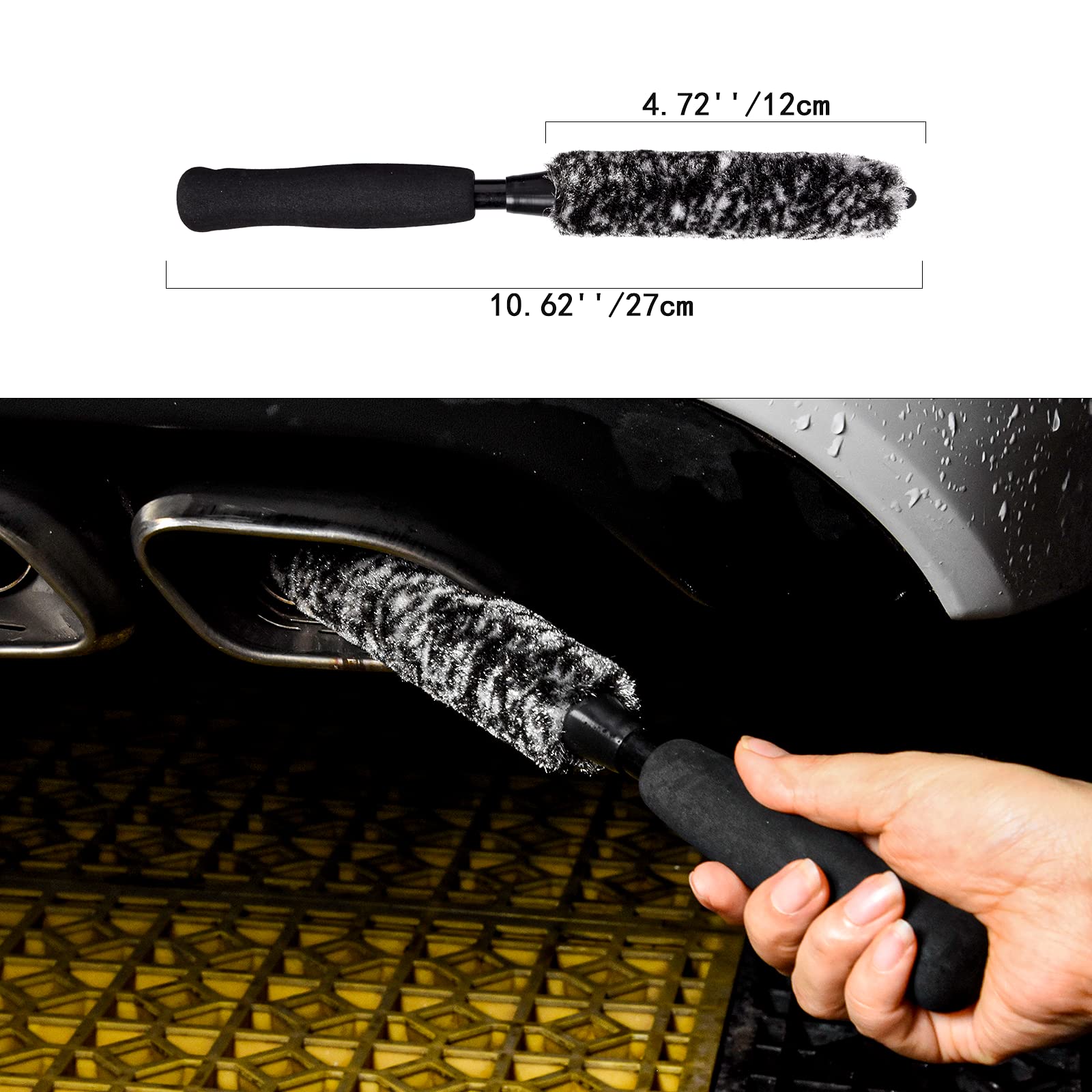bzczh cepillo para polvo limpiador de ruedas suave sin metal, cepillo para polvo de limpieza de llantas de lana sintética, absorción de agua, cepillo para polvo de neumáticos denso y duradero para limpiar ruedas, llantas, radios, guardabarros, motores..