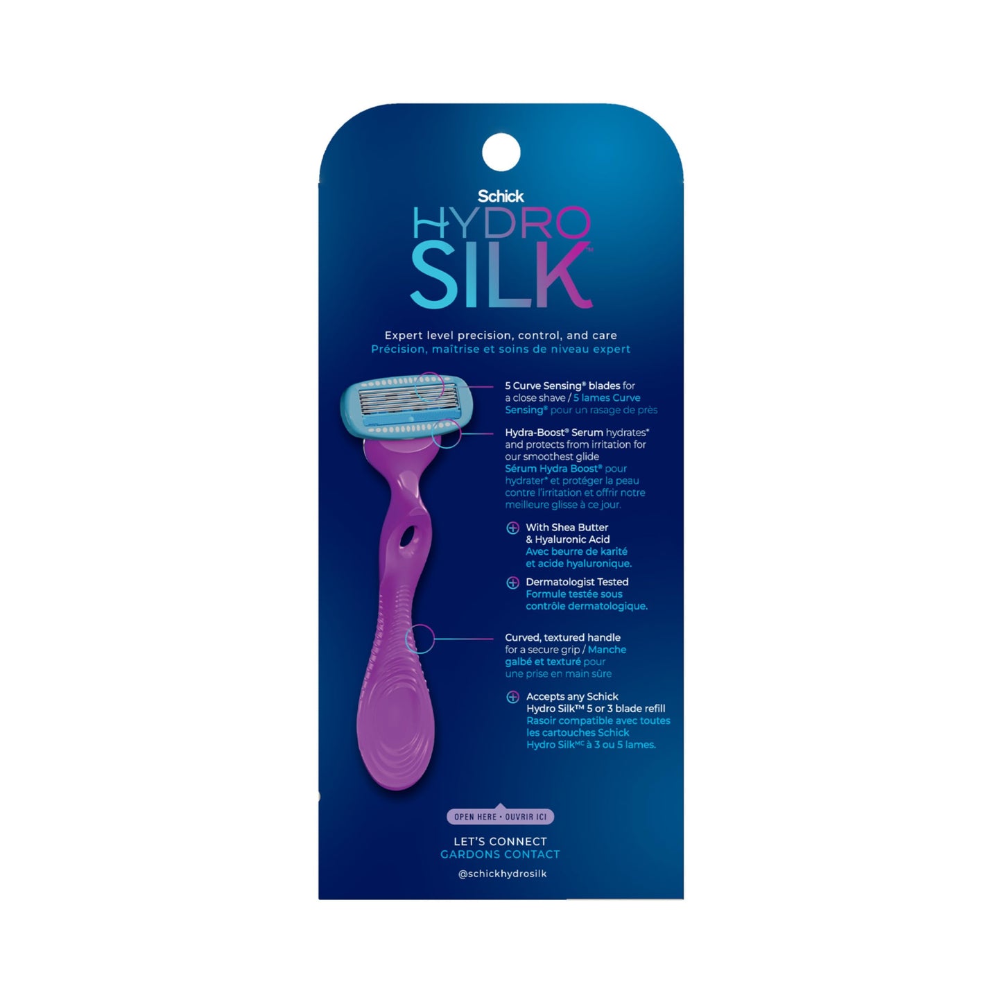 Schick Hydro Silk Razor for Women, Includes 1 Razor Handle and 2 Moisturizing Razor Blade Refills