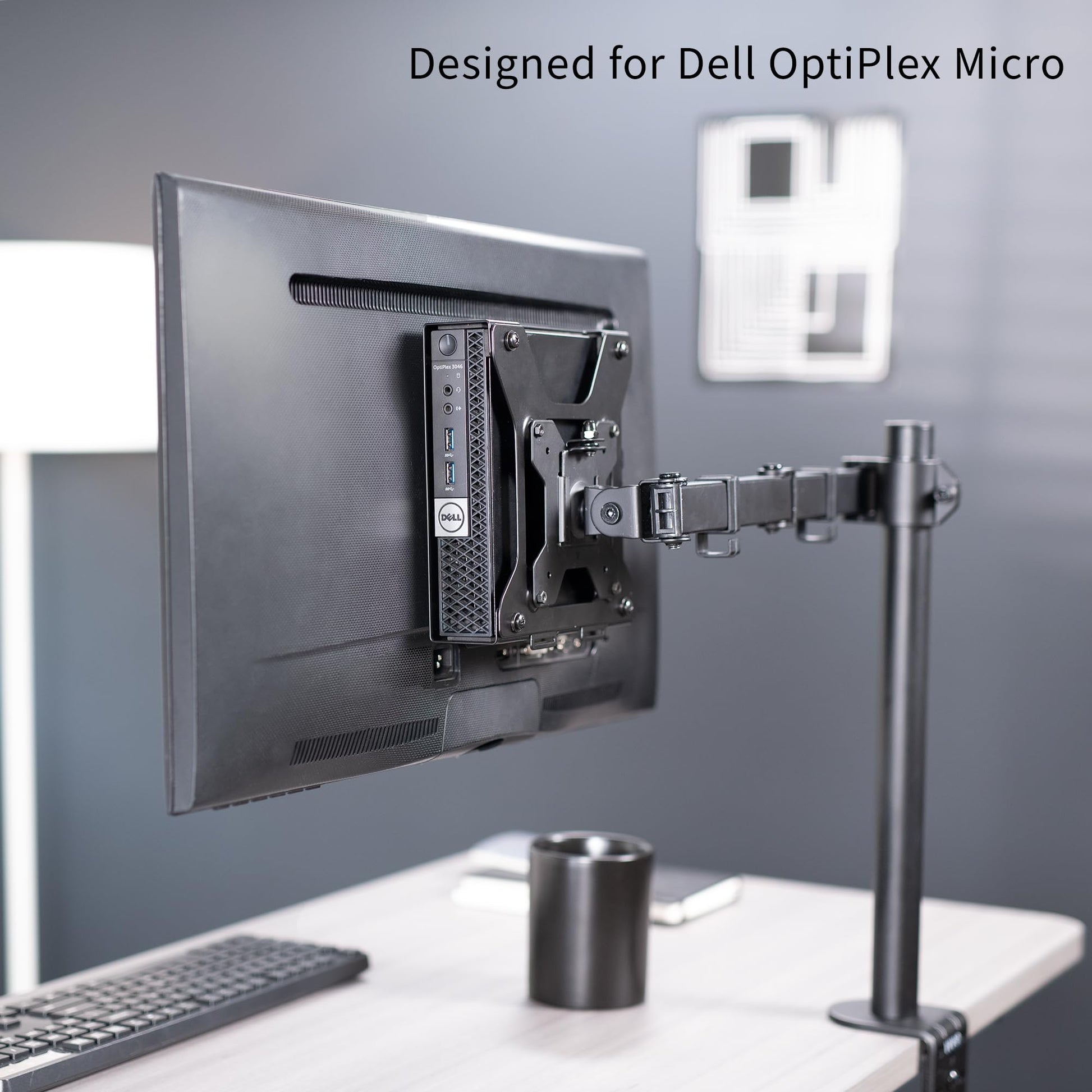 Soporte VESA para Monitor VIVO Negro con Abrazadera, Diseñado para Dell OptiPlex Micro CPU