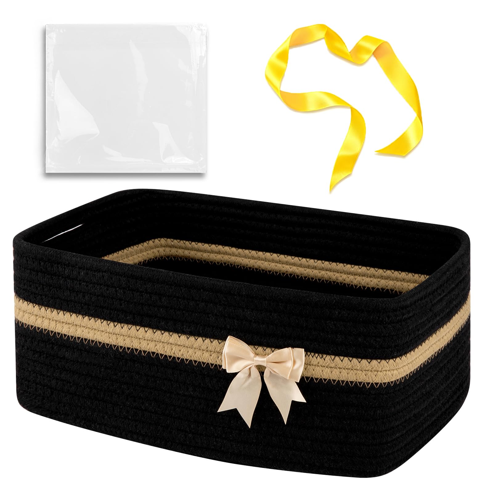 OIAHOMY - Cesta de almacenamiento tejida grande con asas para guardería, estantes de sala de estar, cesta de lazo para regalos vacía con bolsas de regalo y cintas para baby shower, contenedor de