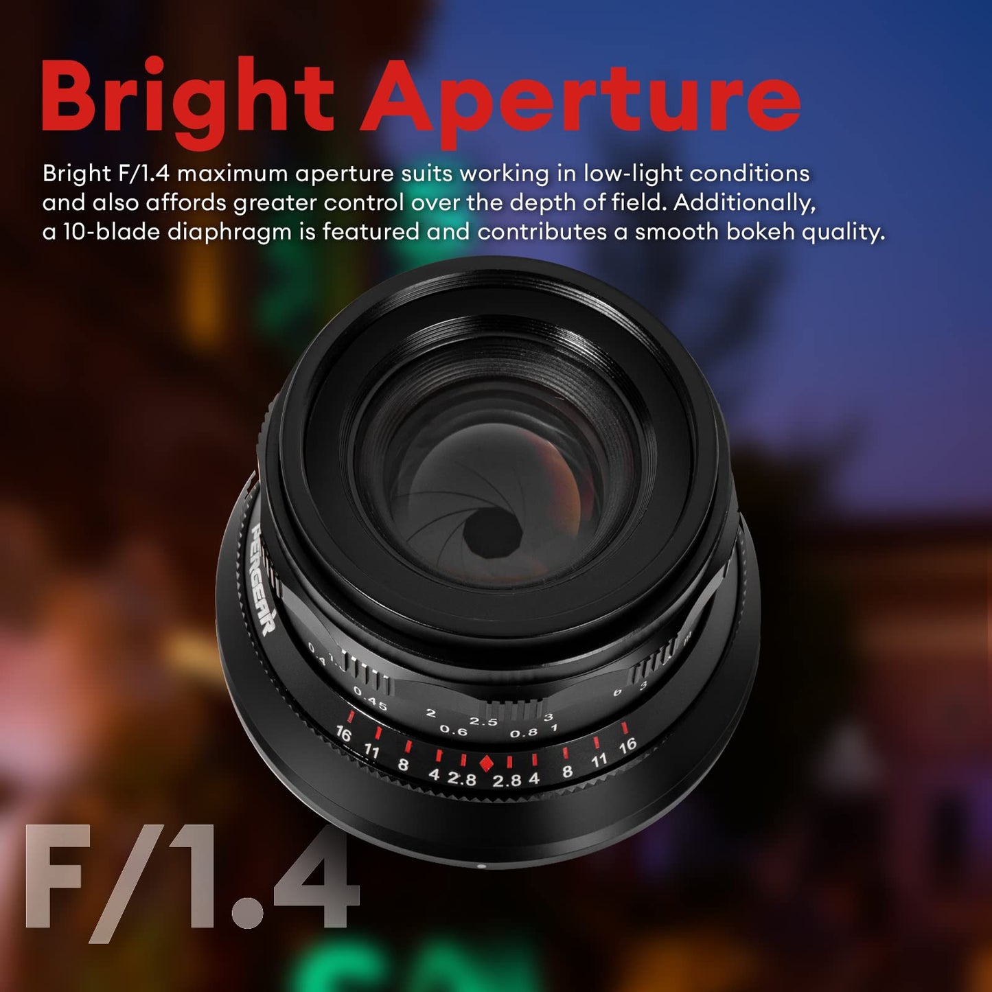 PERGEAR - Lente de Enfoque Manual de fotograma Completo F1.4 de 35 mm, Compatible con cámaras Sony E-Mount A7 A7II A7III A7R A7RII A7RIII A7RIV A7S A7SII A7SIII A9 A7C A6400 A6600 A6100 A6500 A63000