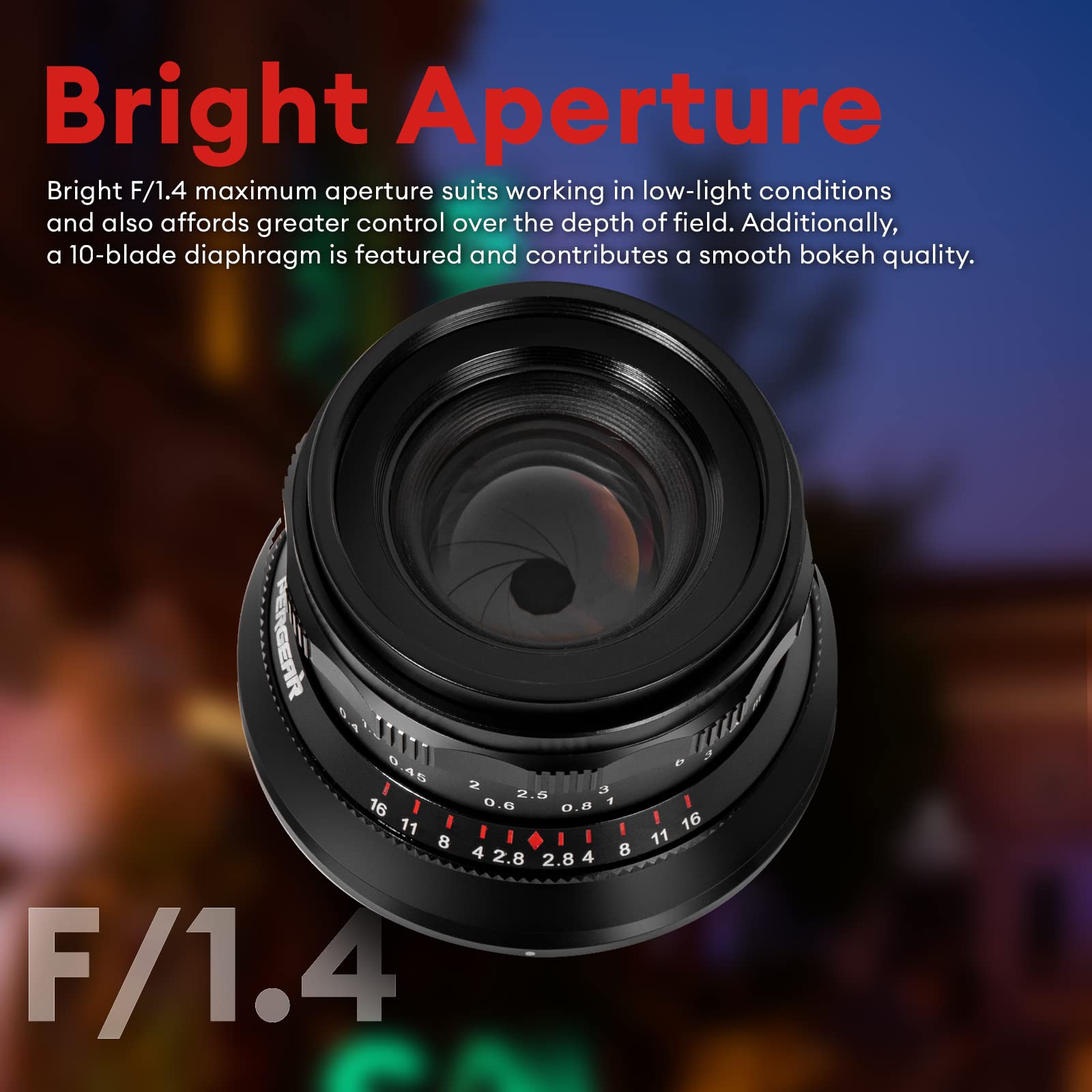 PERGEAR - Lente de Enfoque Manual de fotograma Completo F1.4 de 35 mm, Compatible con cámaras Sony E-Mount A7 A7II A7III A7R A7RII A7RIII A7RIV A7S A7SII A7SIII A9 A7C A6400 A6600 A6100 A6500 A63000