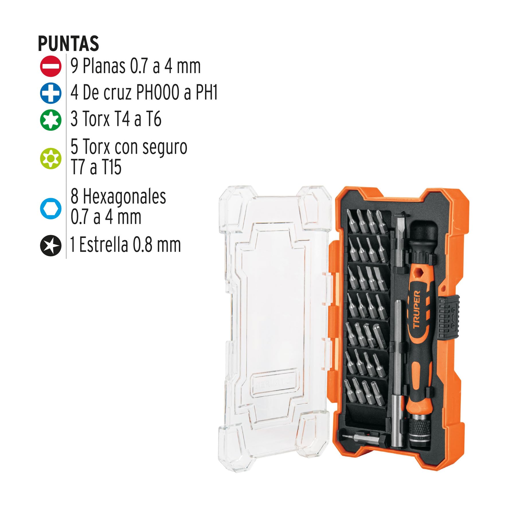 Juego de Desarmadores de Precisión Truper JOY32 Punta Intercambiable 32 Piezas