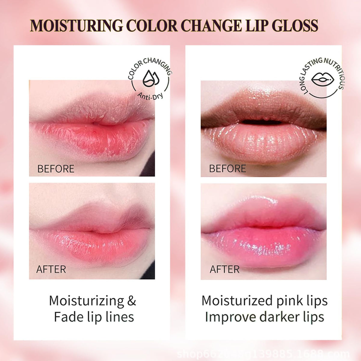 FirstFly - Juego de 6 lápices labiales con flores de cristal, larga duración, nutritivo bálsamo labial hidratante de labios, color negro