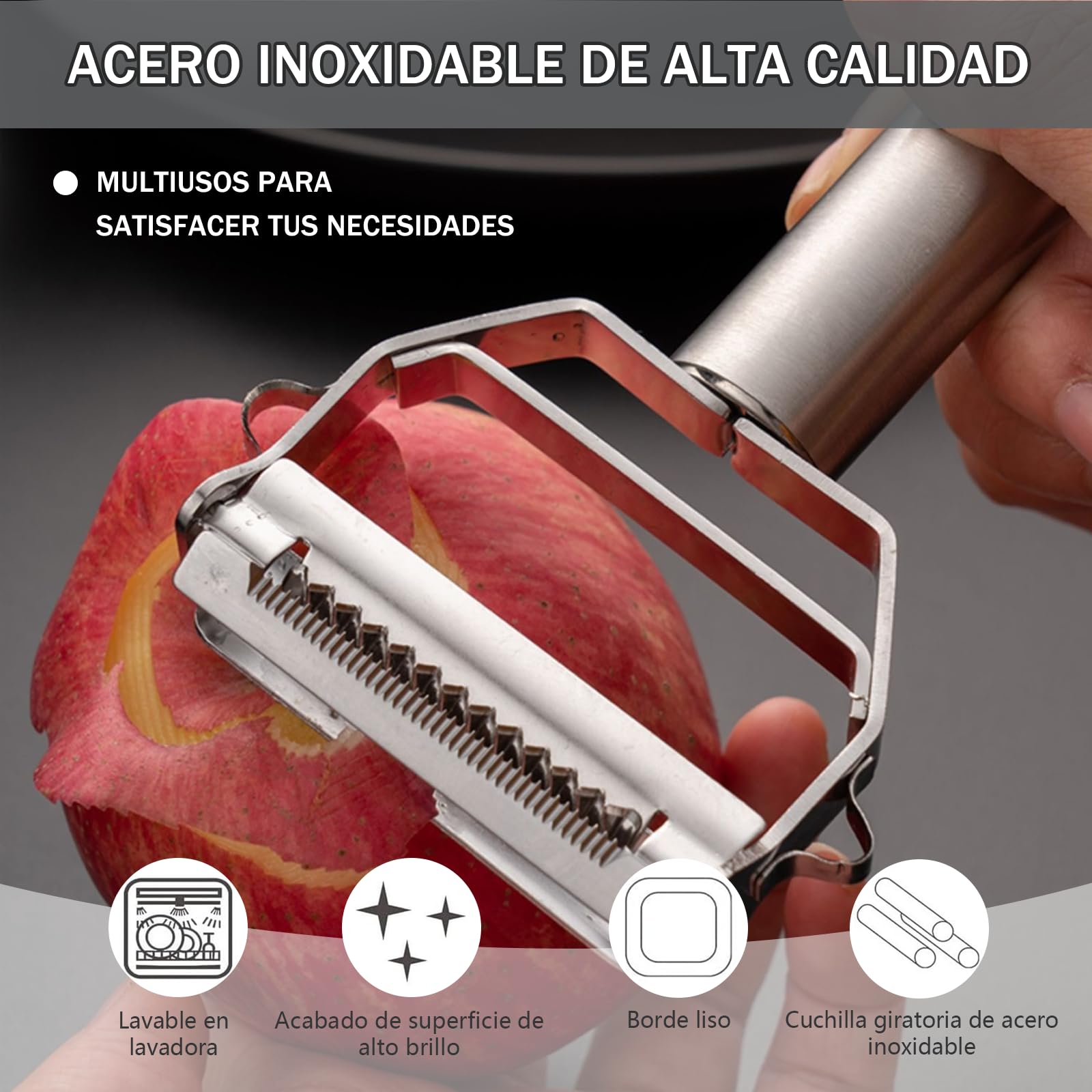 Pelador de Verduras MBLNBVN Acero Inoxidable 3 en 1 para la Cocina