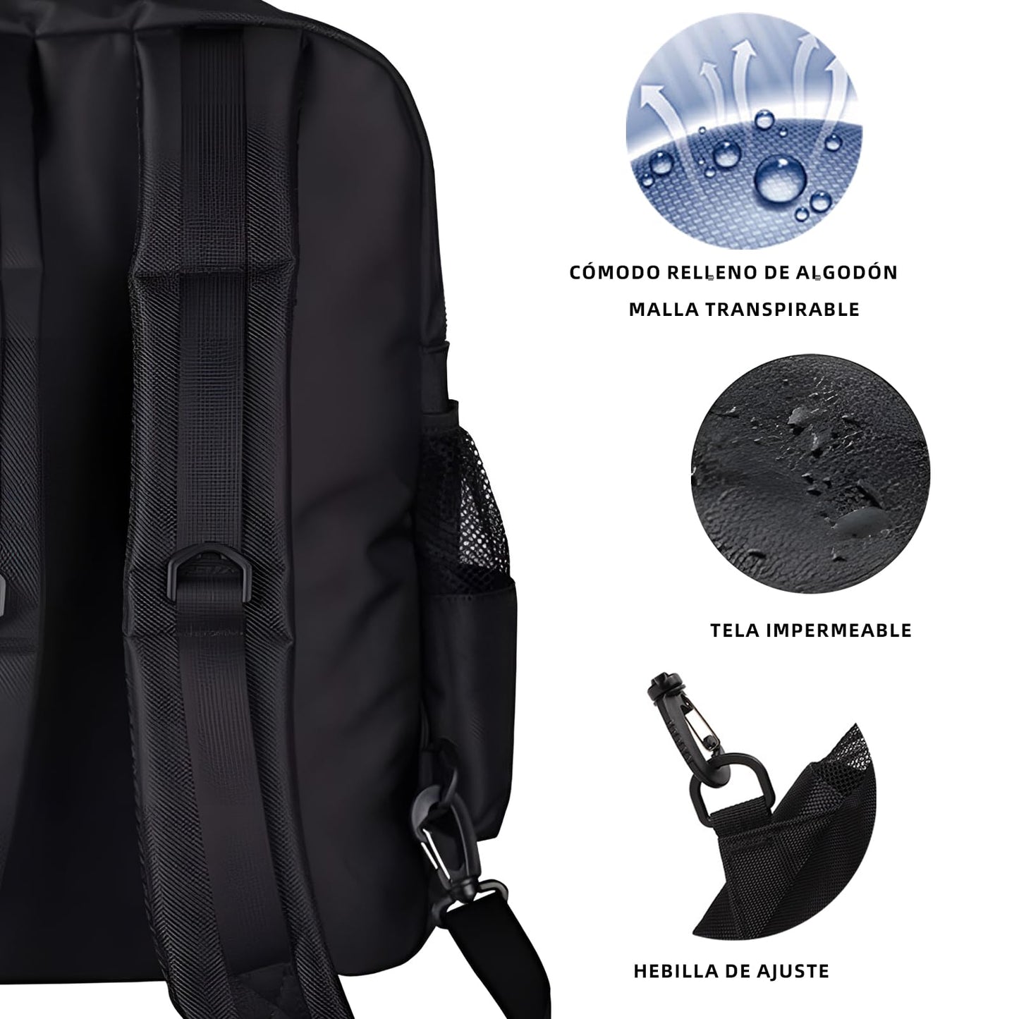 Mochila Barbero Profesional Negra Impermeable con Soporte para Espalda para Organizar Cortapelos y Tijeras